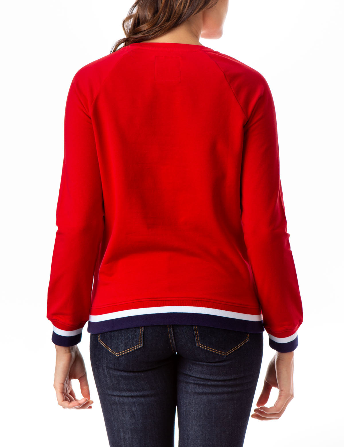 USPA Striped Crew Neck Sweatshirt with Metallic Stars