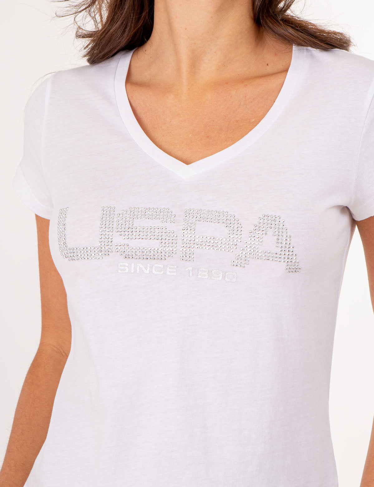 USPA Stud Embellished V-Neck T-Shirt for Men