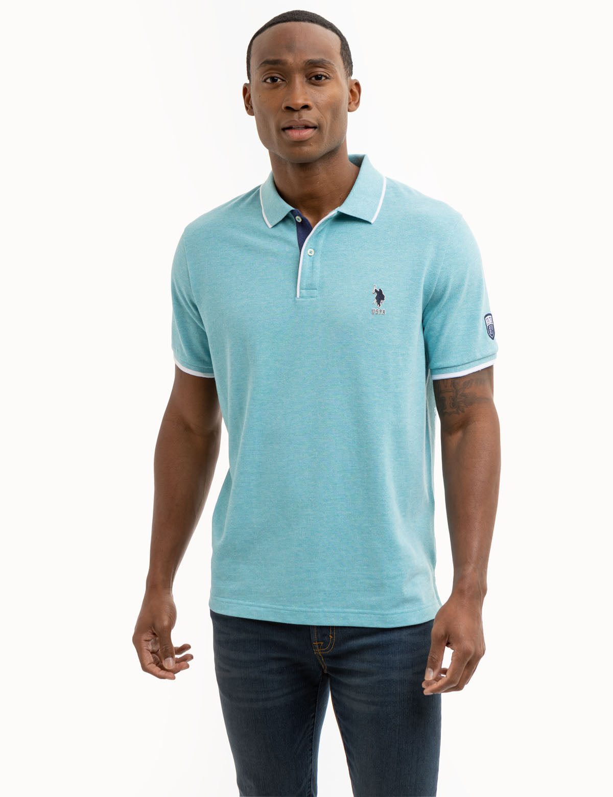 USPA Cotton Pique Polo Shirt with Piped Collar & Sleeve Details