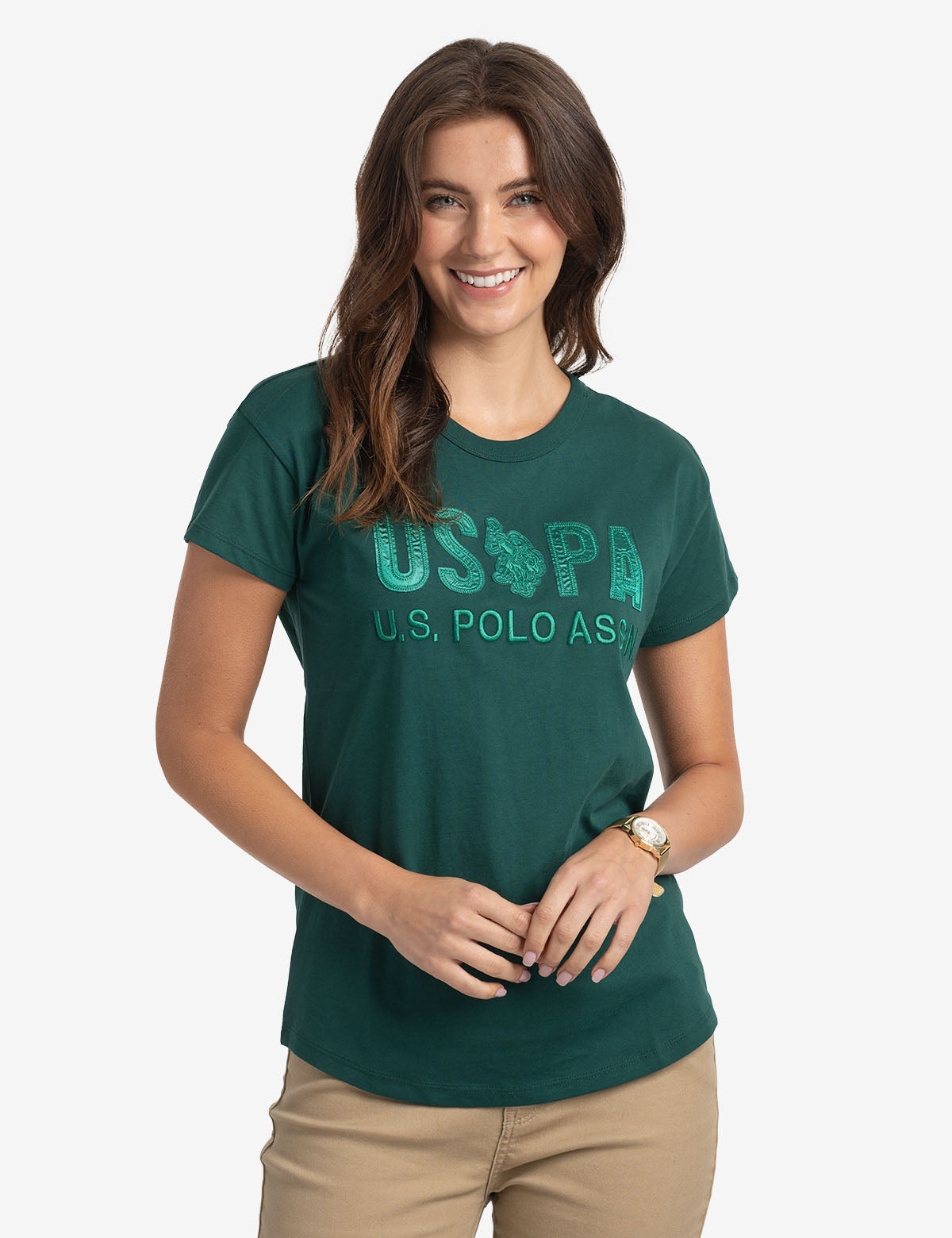 USPA Dropped Shoulder Tonal Appliqué T-Shirt