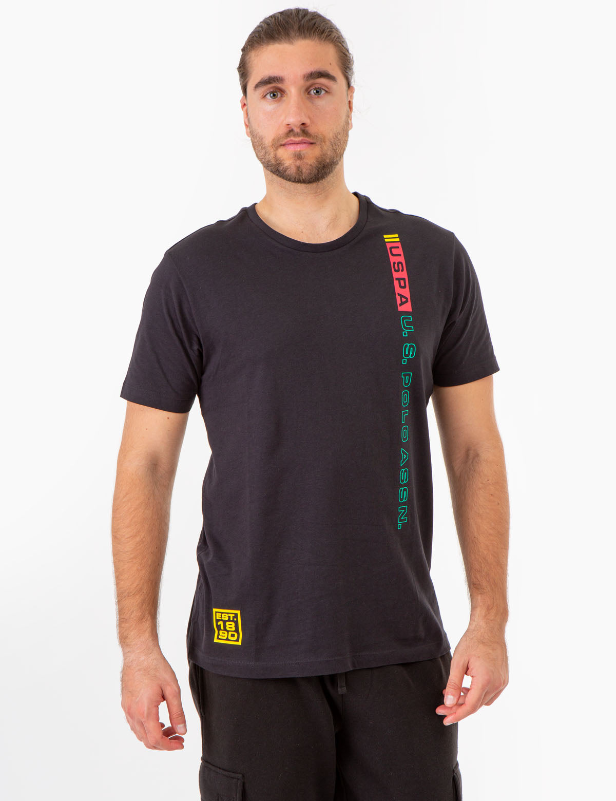 USPA Vertical Print Crew Neck T-Shirt for Men