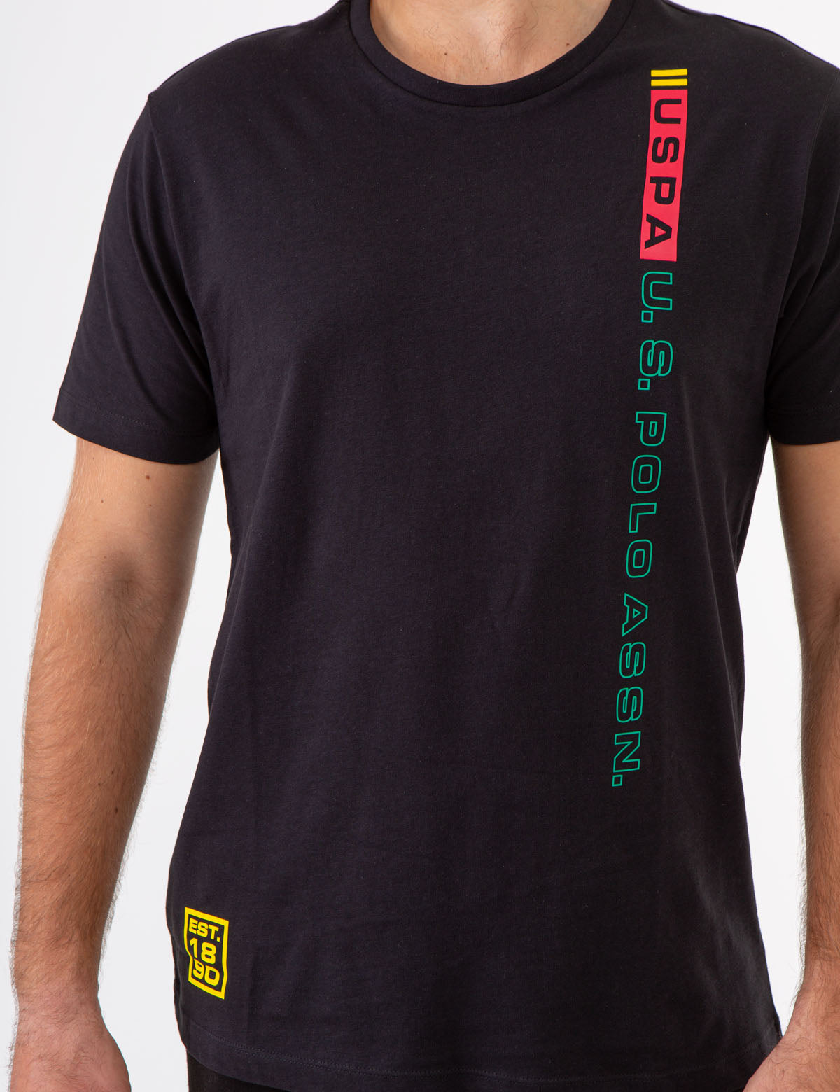 USPA Vertical Print Crew Neck T-Shirt for Men