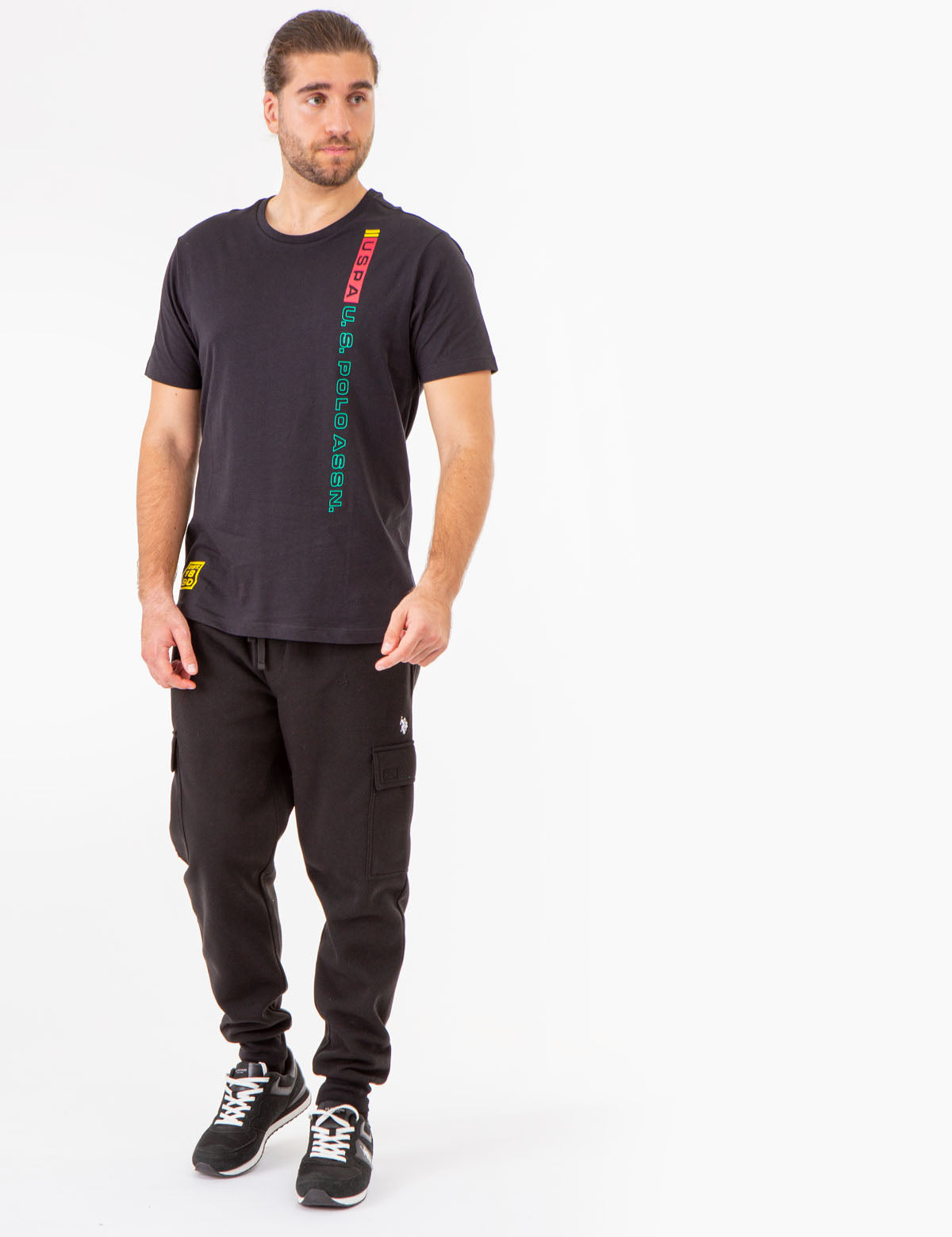USPA Vertical Print Crew Neck T-Shirt for Men