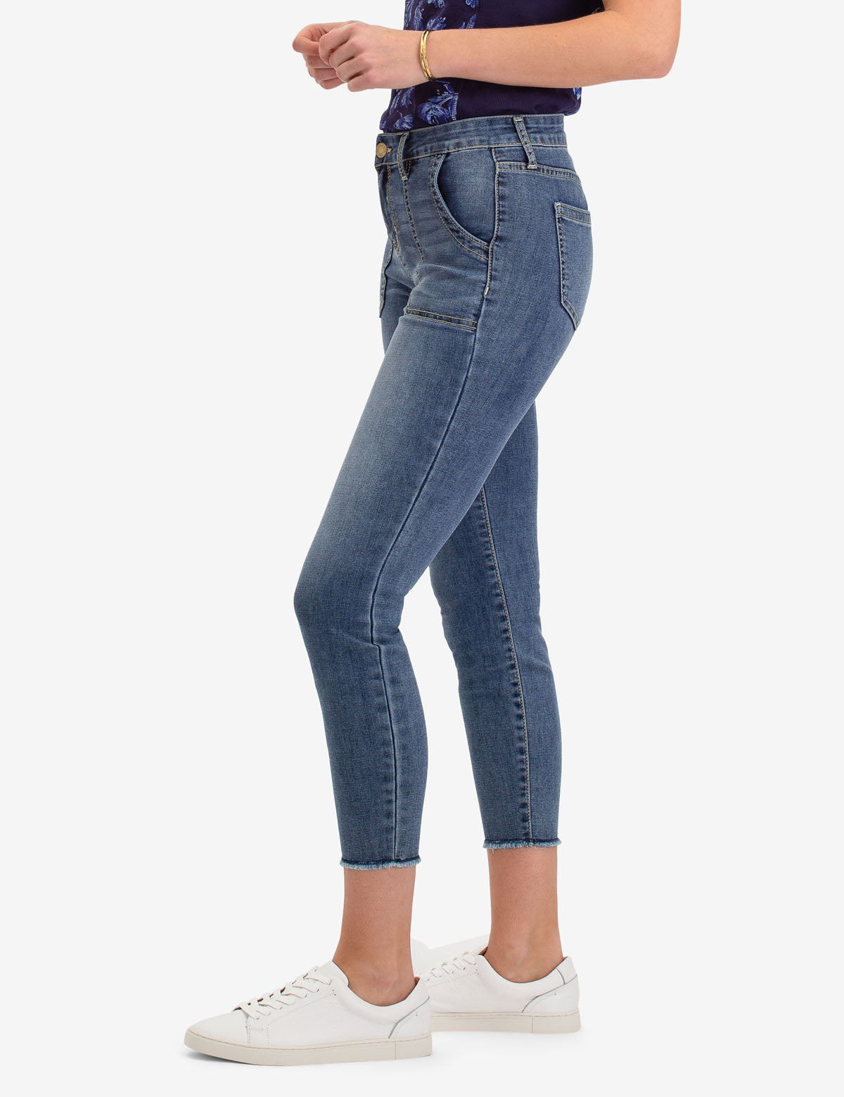 Women's High-Waisted Stretch Denim Jeggings with Pockets - Eco-Friendly