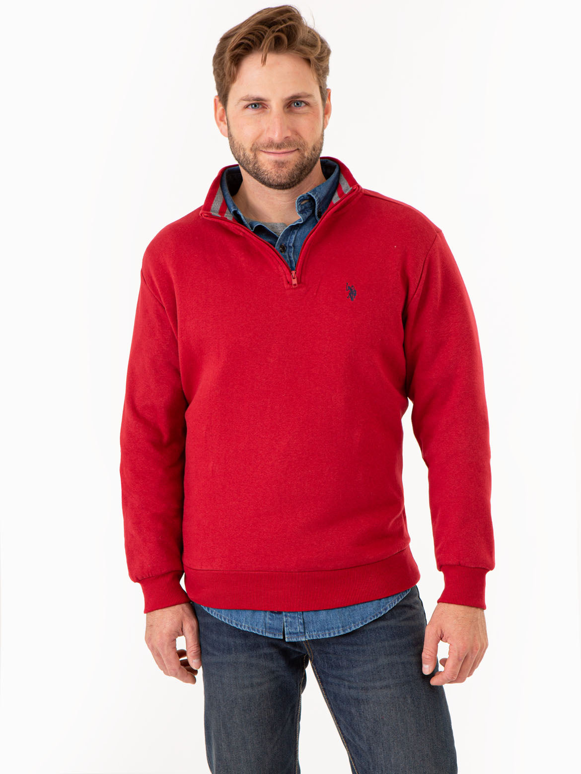 Quarter Zip Mock Neck Sweater - Striped Yarn-Dye Pullover