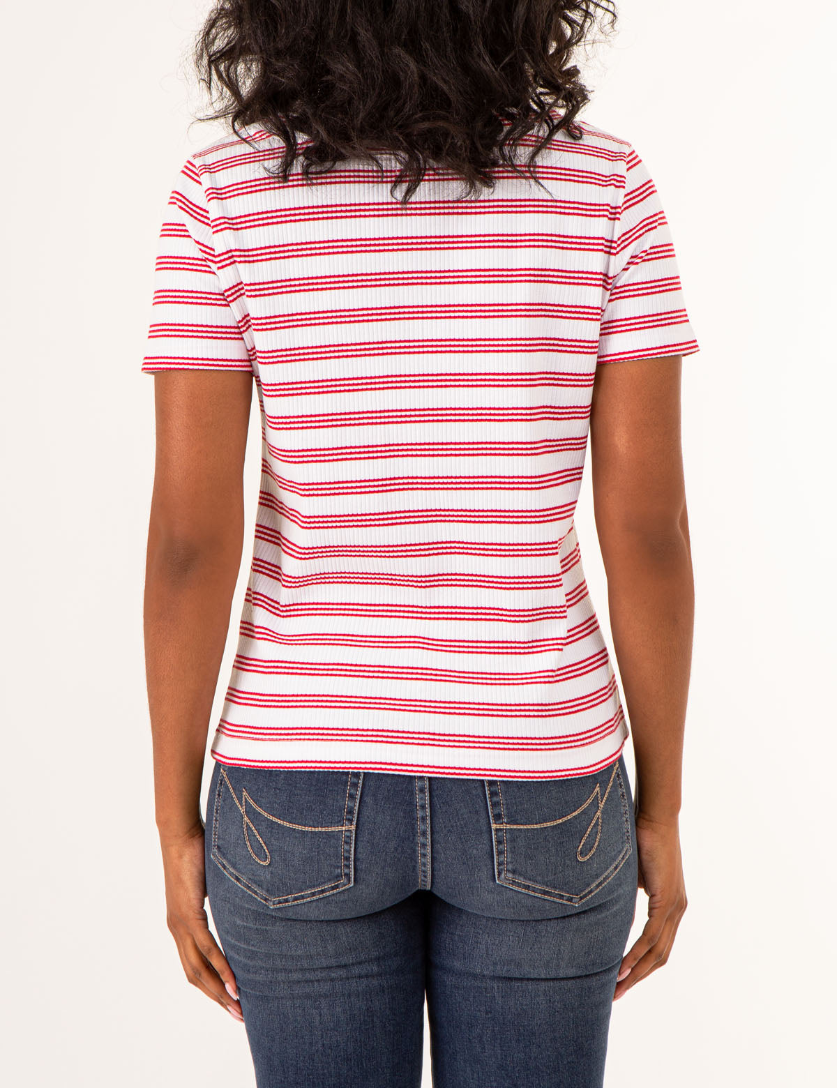 Women's V-Neck Striped Ribbed Top