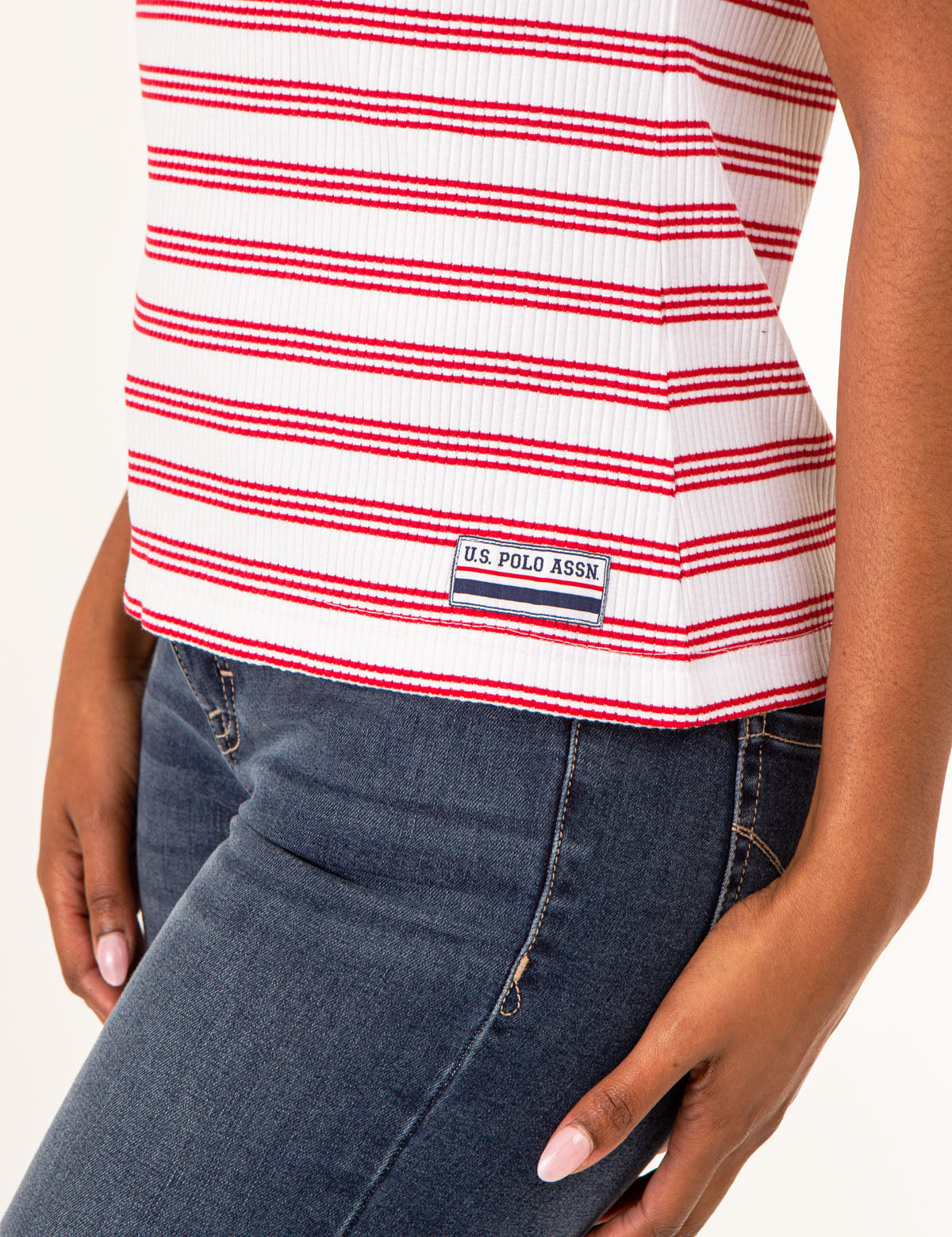 Women's V-Neck Striped Ribbed Top