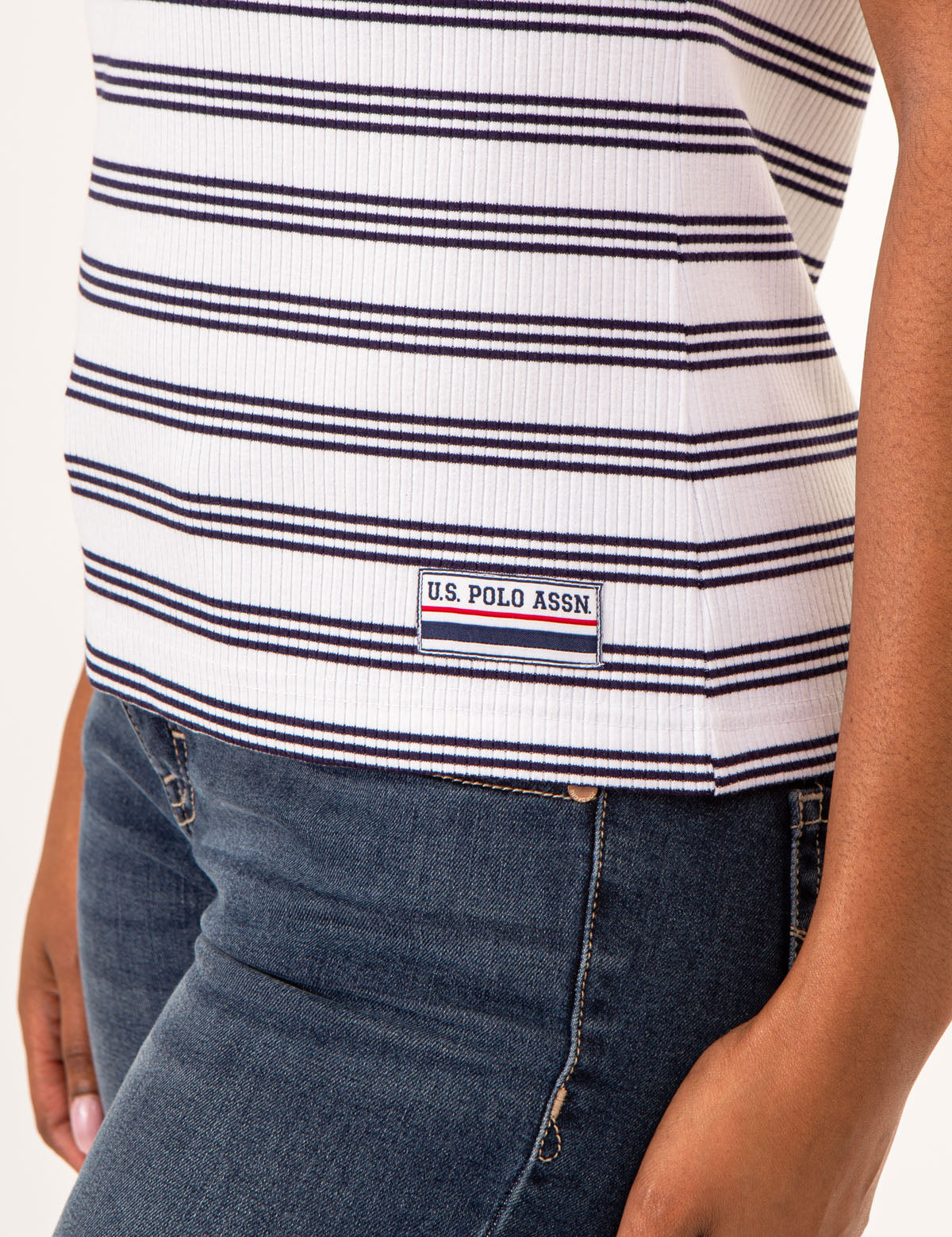 Women's V-Neck Striped Ribbed Top