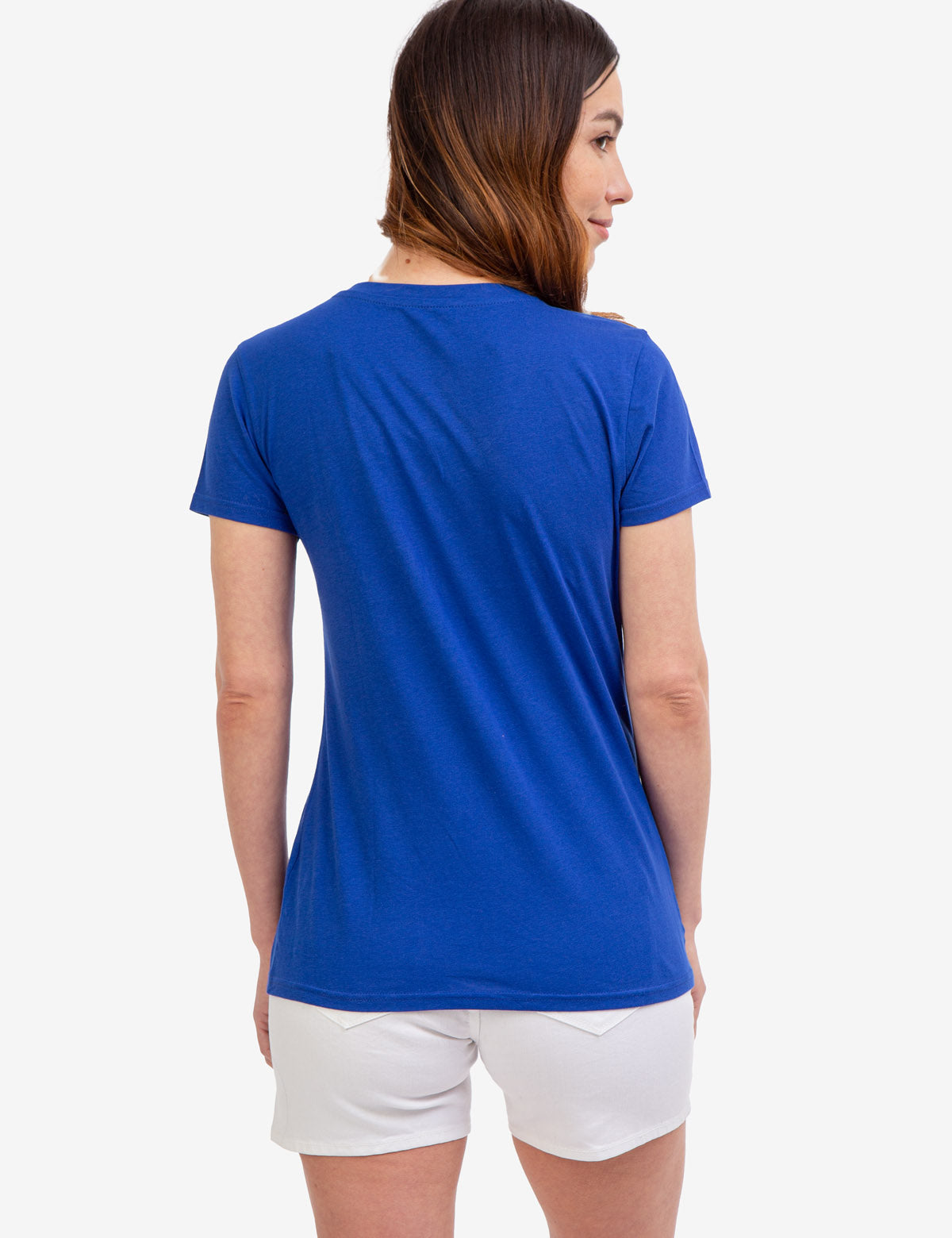 V-Neck Striped Foil Graphic Tee for Men & Women
