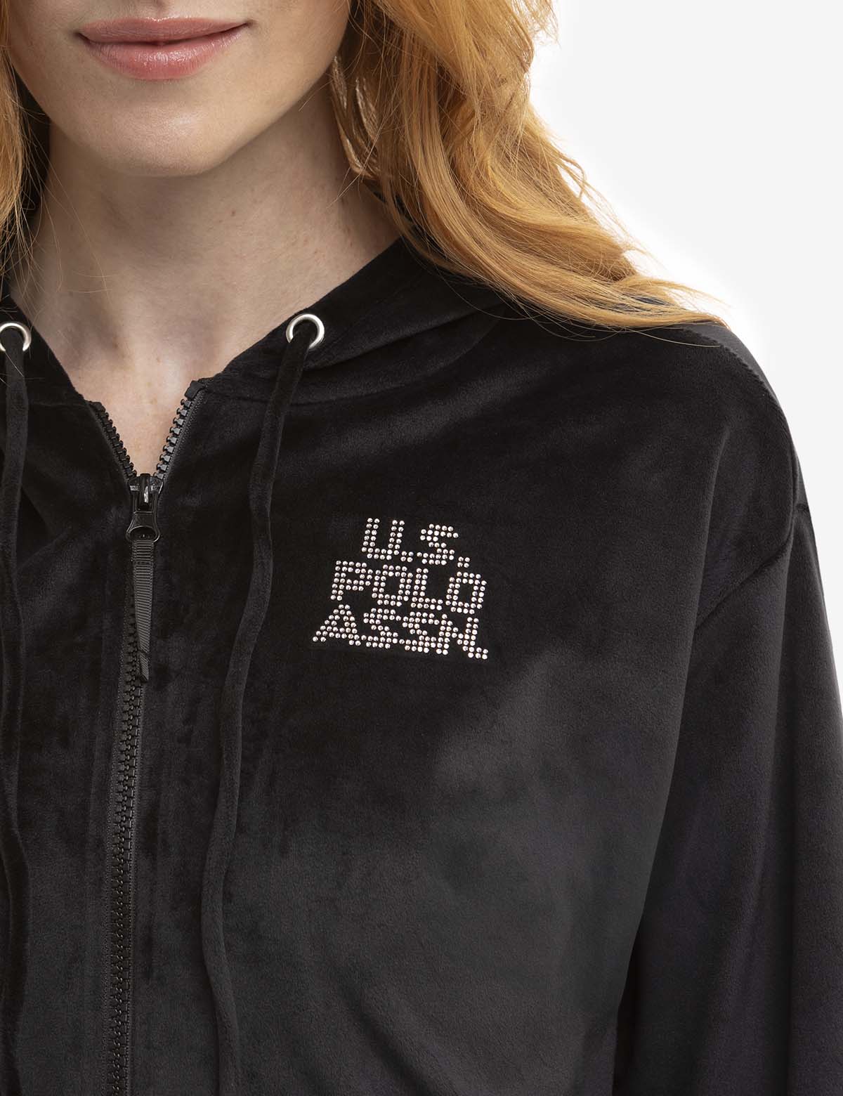 Velour Embellished Full Zip Hoodie for Women & Men