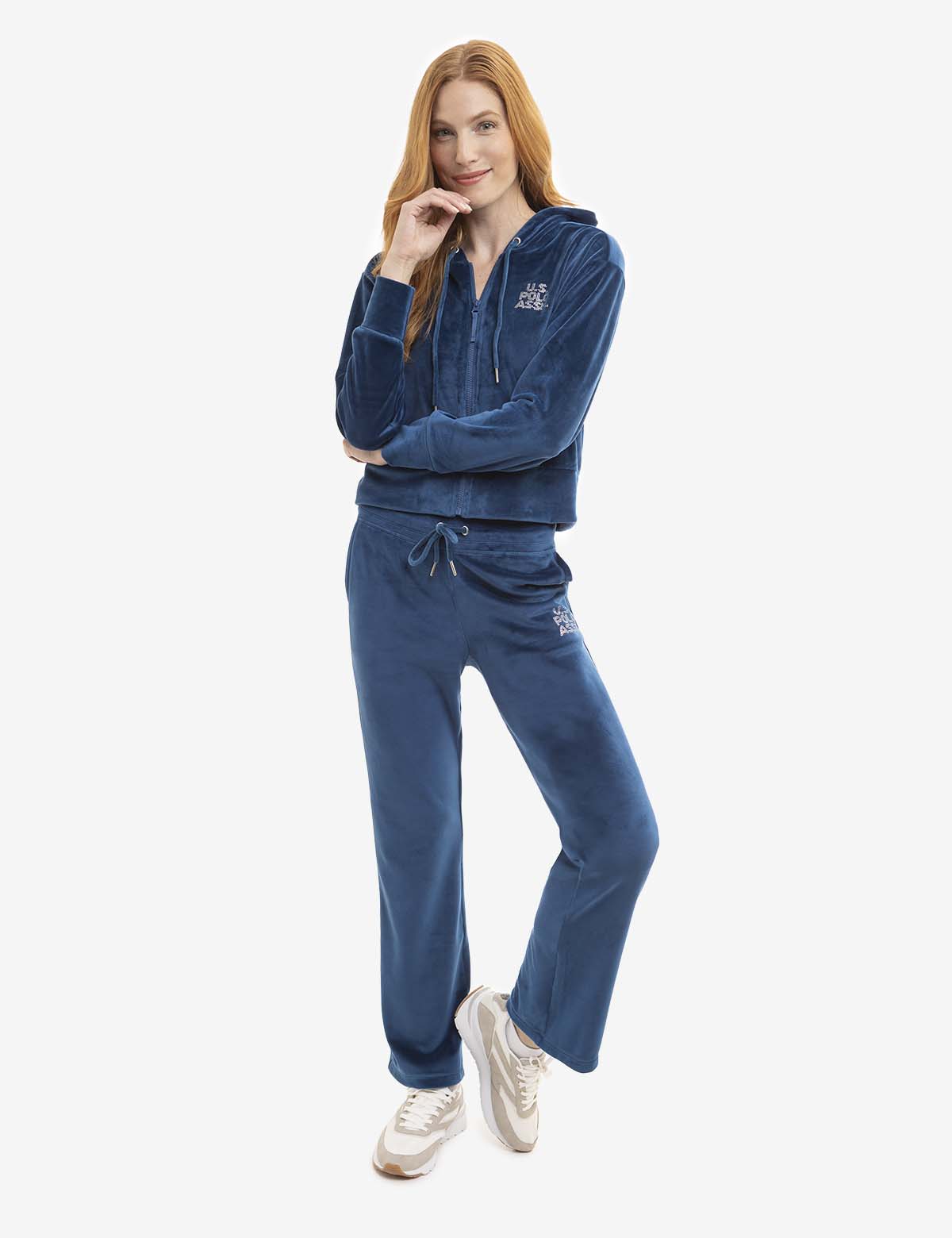 Velour Embellished Full Zip Hoodie for Women & Men