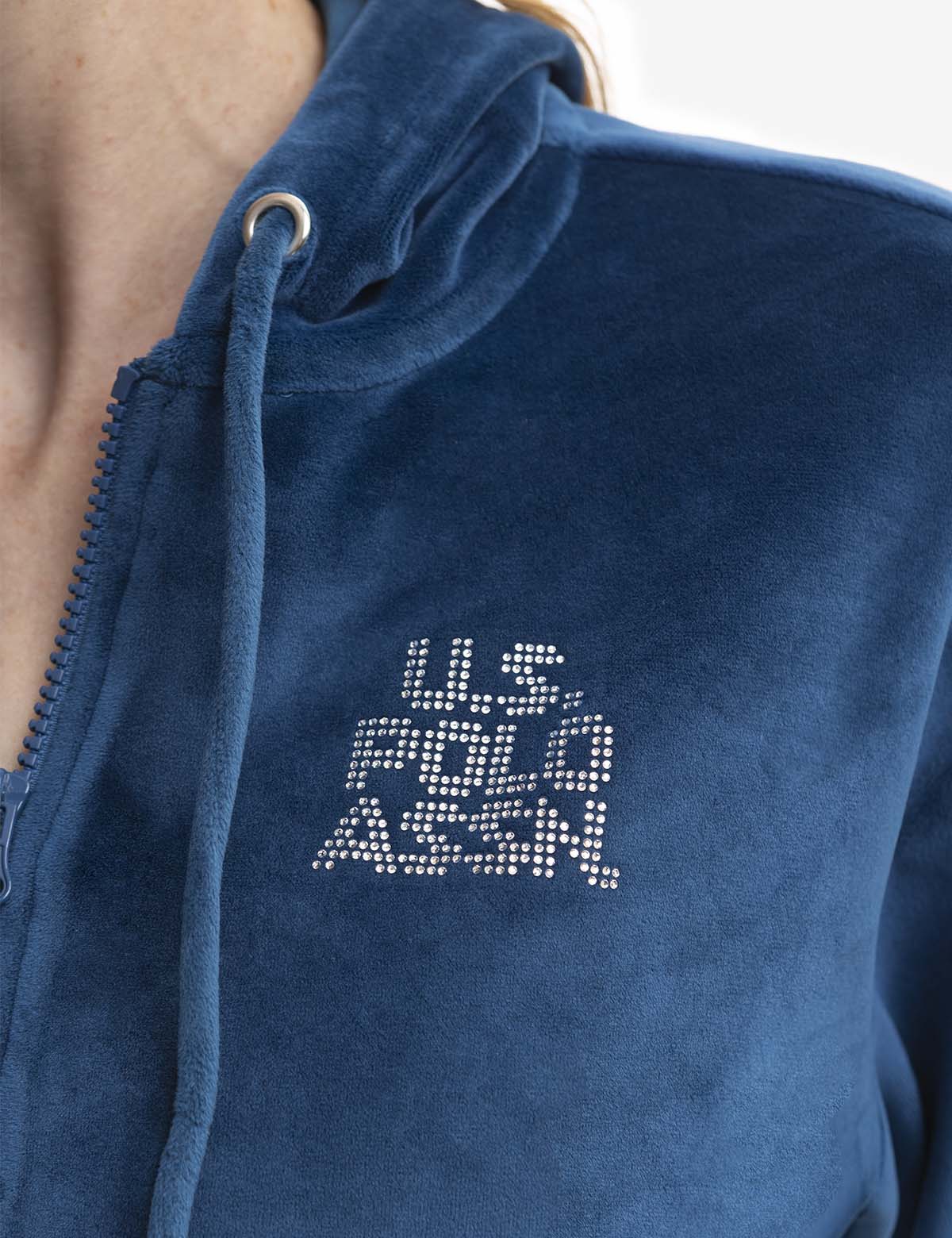 Velour Embellished Full Zip Hoodie for Women & Men
