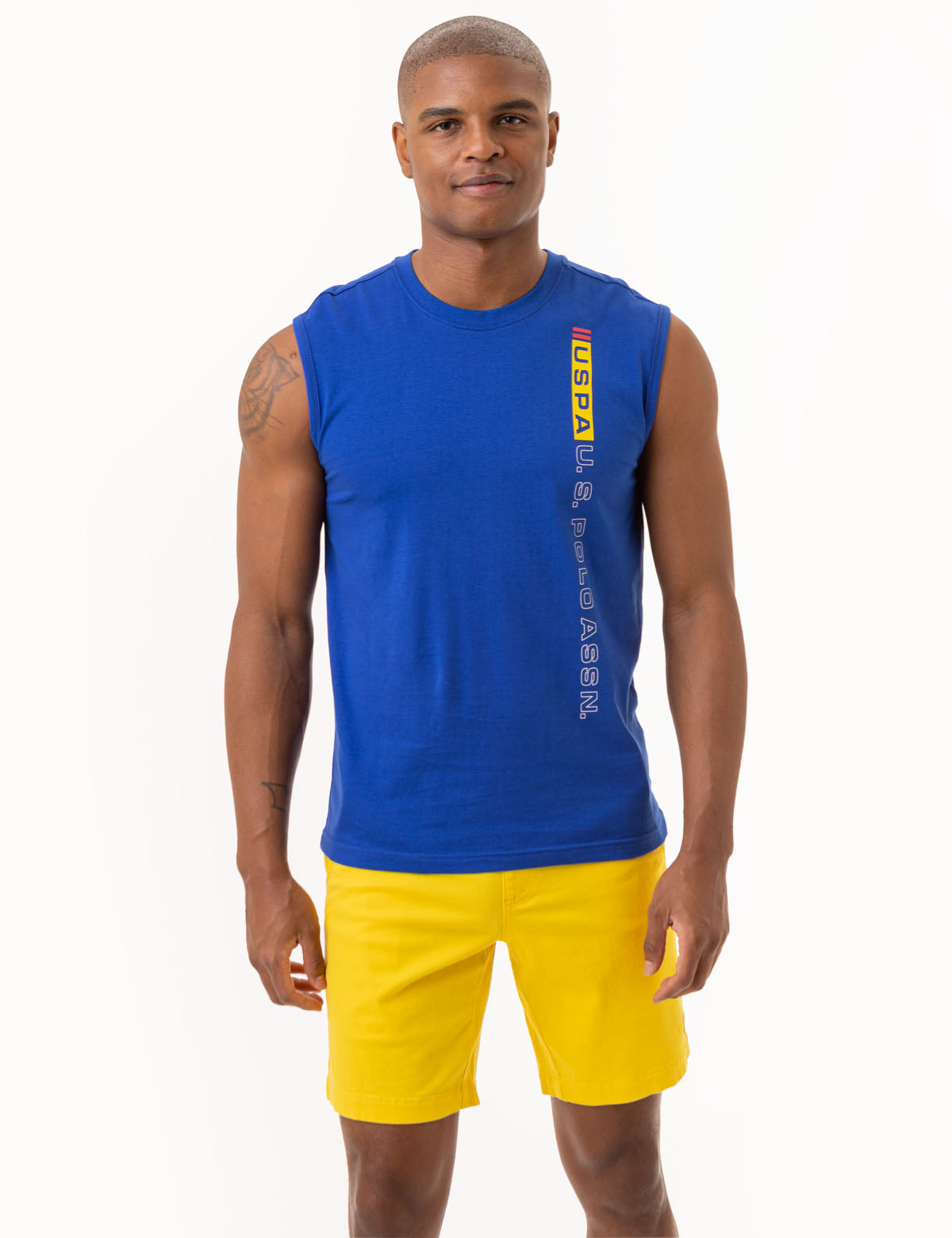 Men's Graphic Muscle Tank Top - Vertical Print Design