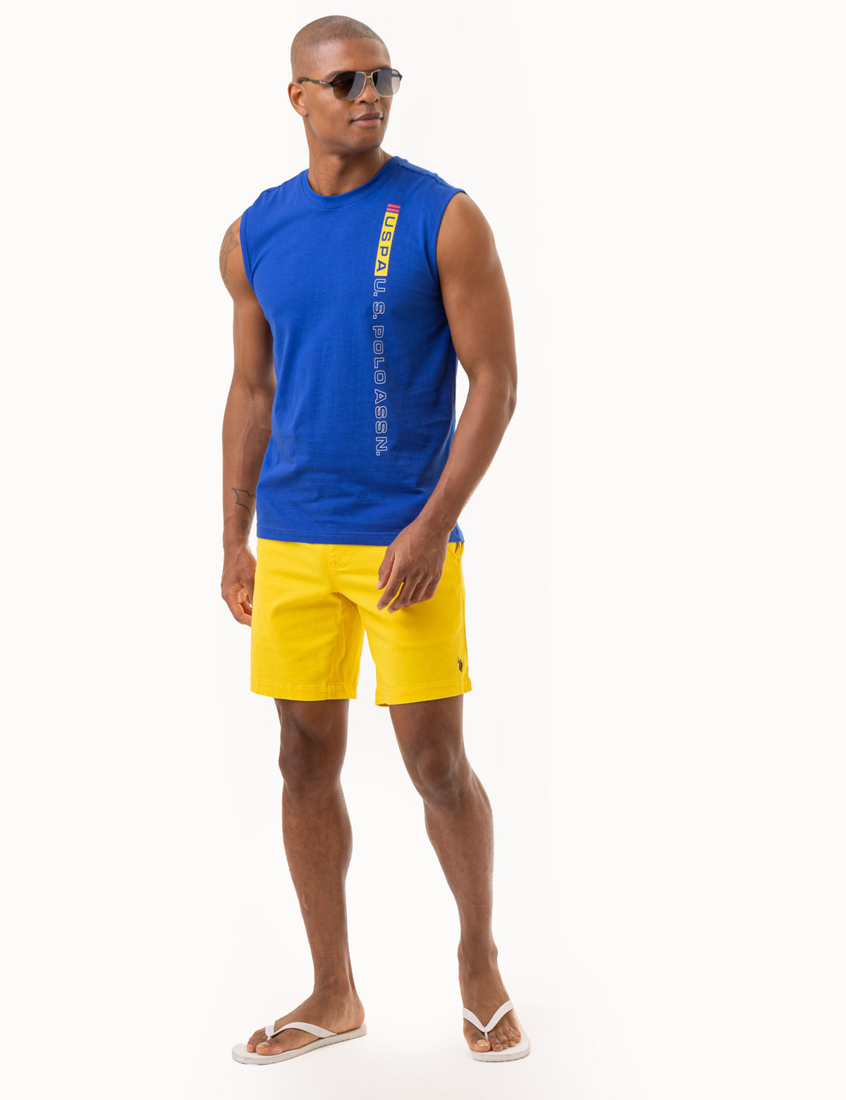 Men's Graphic Muscle Tank Top - Vertical Print Design