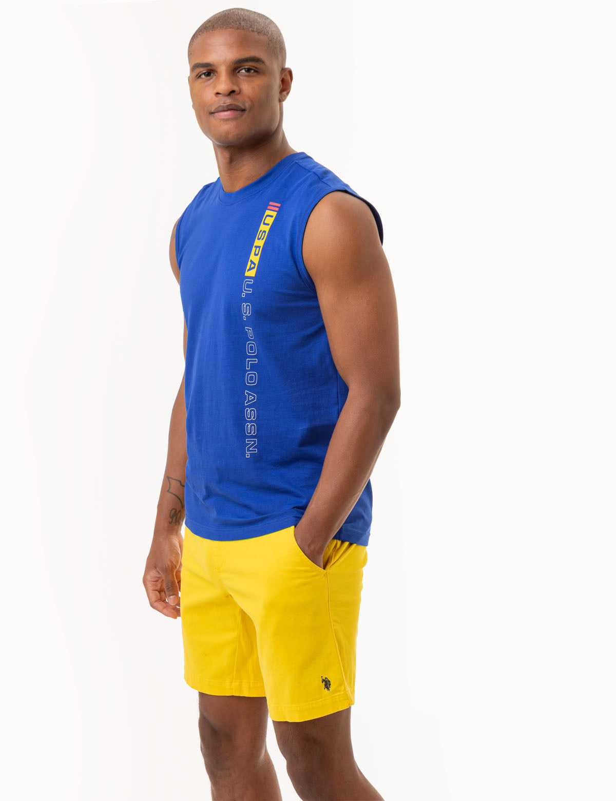 Men's Graphic Muscle Tank Top - Vertical Print Design