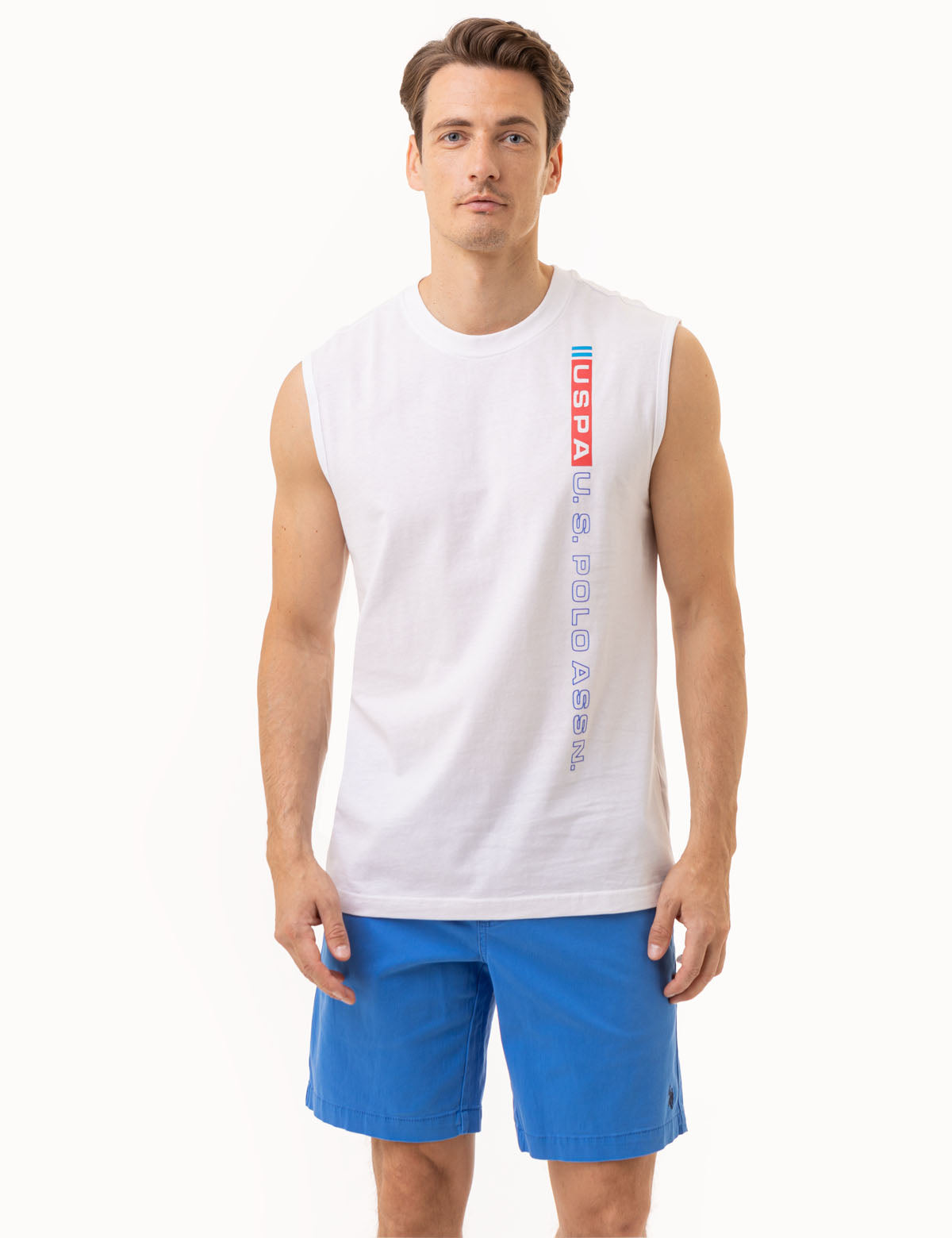 Men's Graphic Muscle Tank Top - Vertical Print Design
