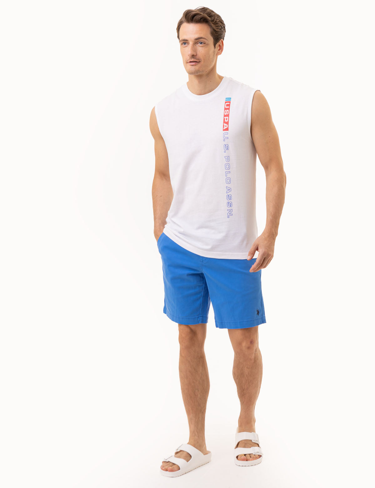 Men's Graphic Muscle Tank Top - Vertical Print Design
