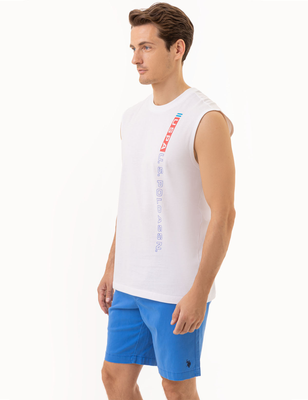 Men's Graphic Muscle Tank Top - Vertical Print Design