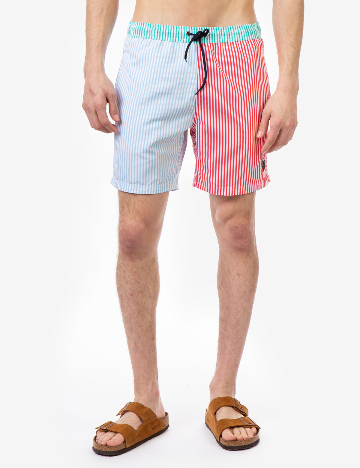 Men's Vertical Stripe Swim Trunks with Pockets - 7" Inseam