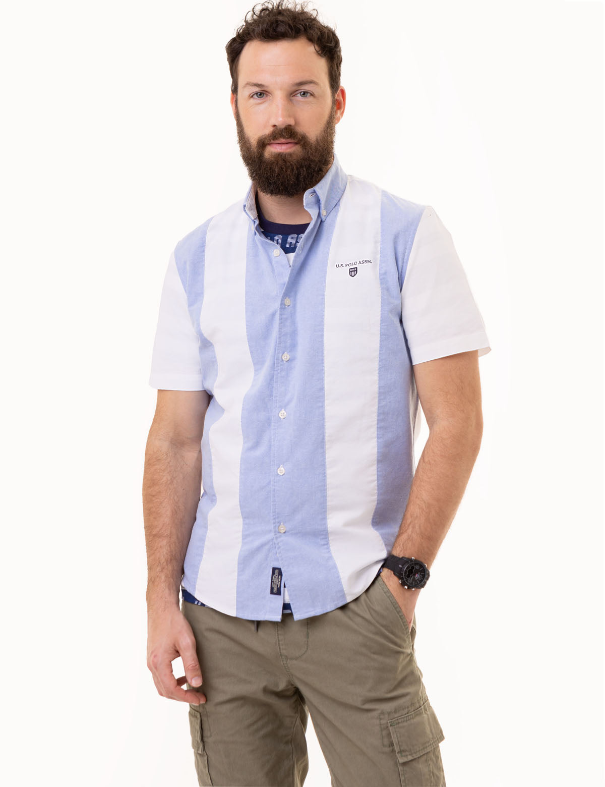 Men's Vertical Stripe Short Sleeve Shirt