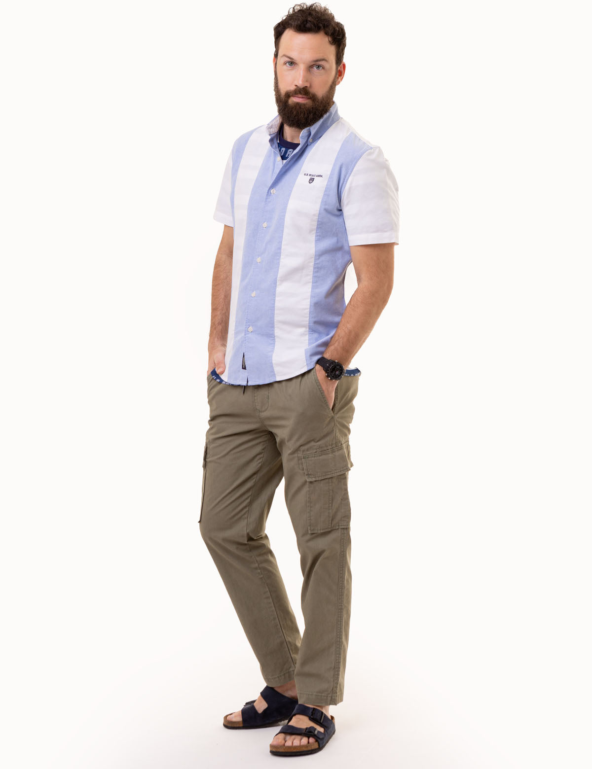 Men's Vertical Stripe Short Sleeve Shirt