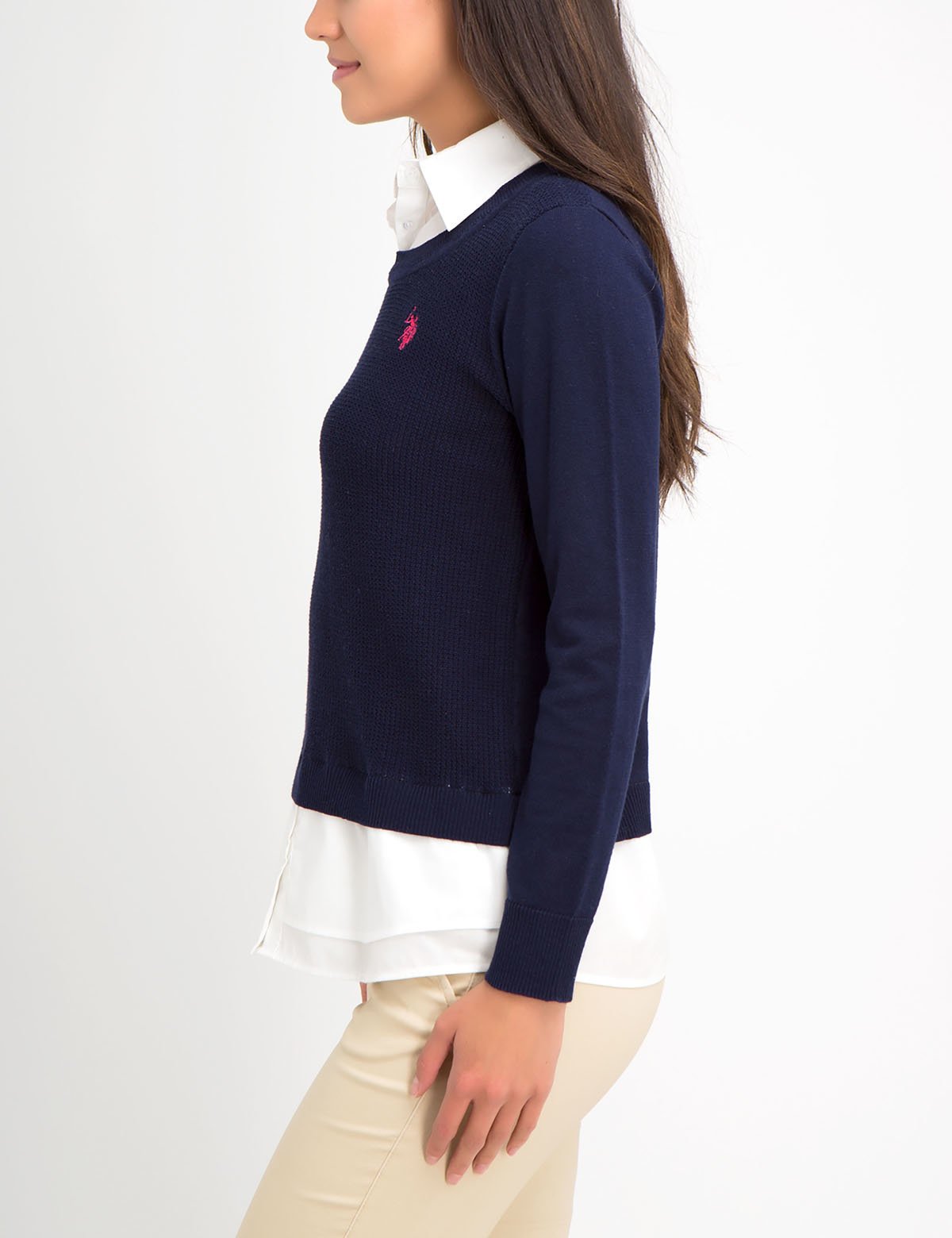 Waffle Knit Sweater with Embroidered Logo - 100% Acrylic