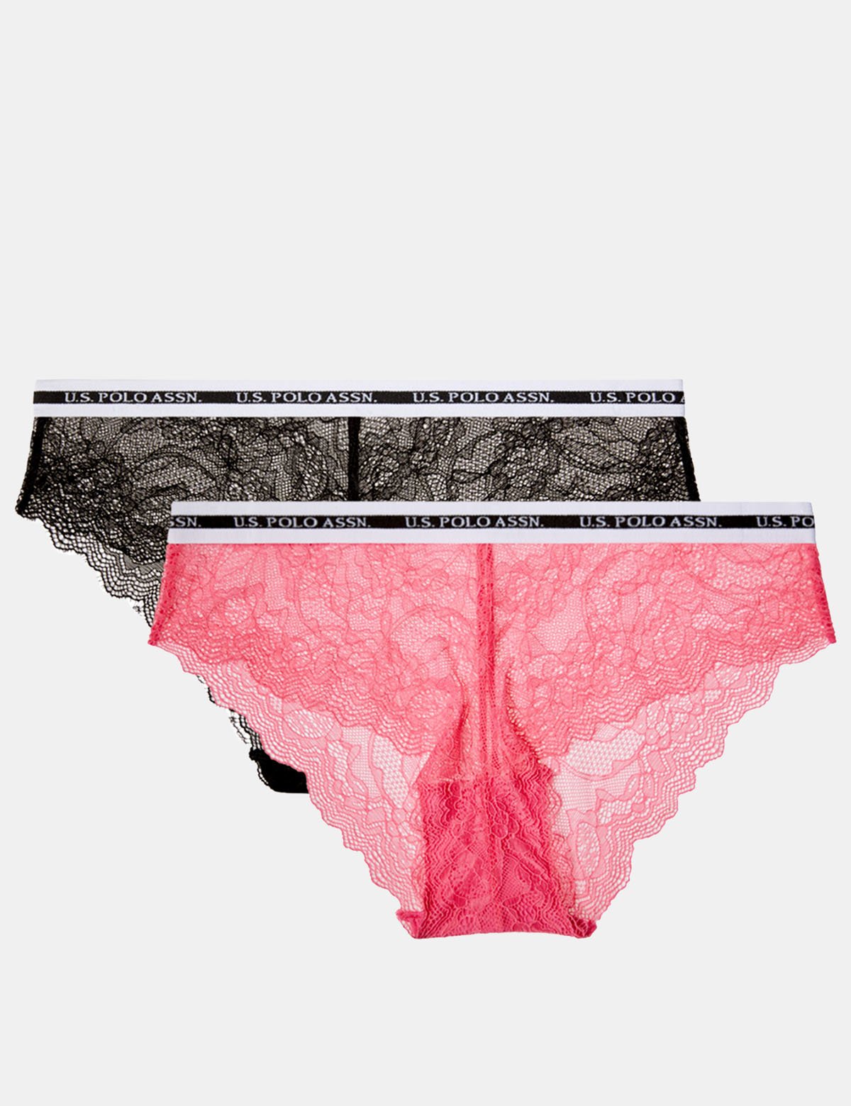 2 Pack Lace Bikini Set - Hi-Cut Swimwear in Pink & Black