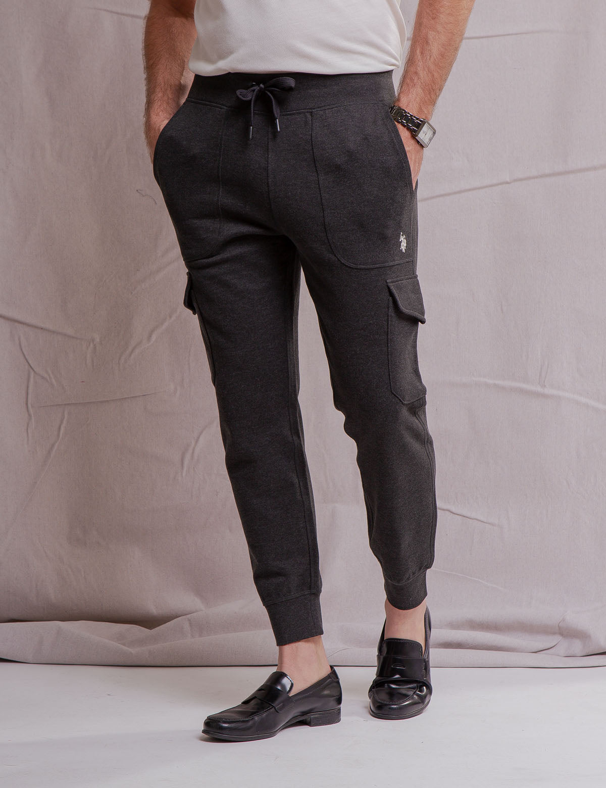 Men's Cotton Cargo Joggers with Drawstring & Cargo Pockets