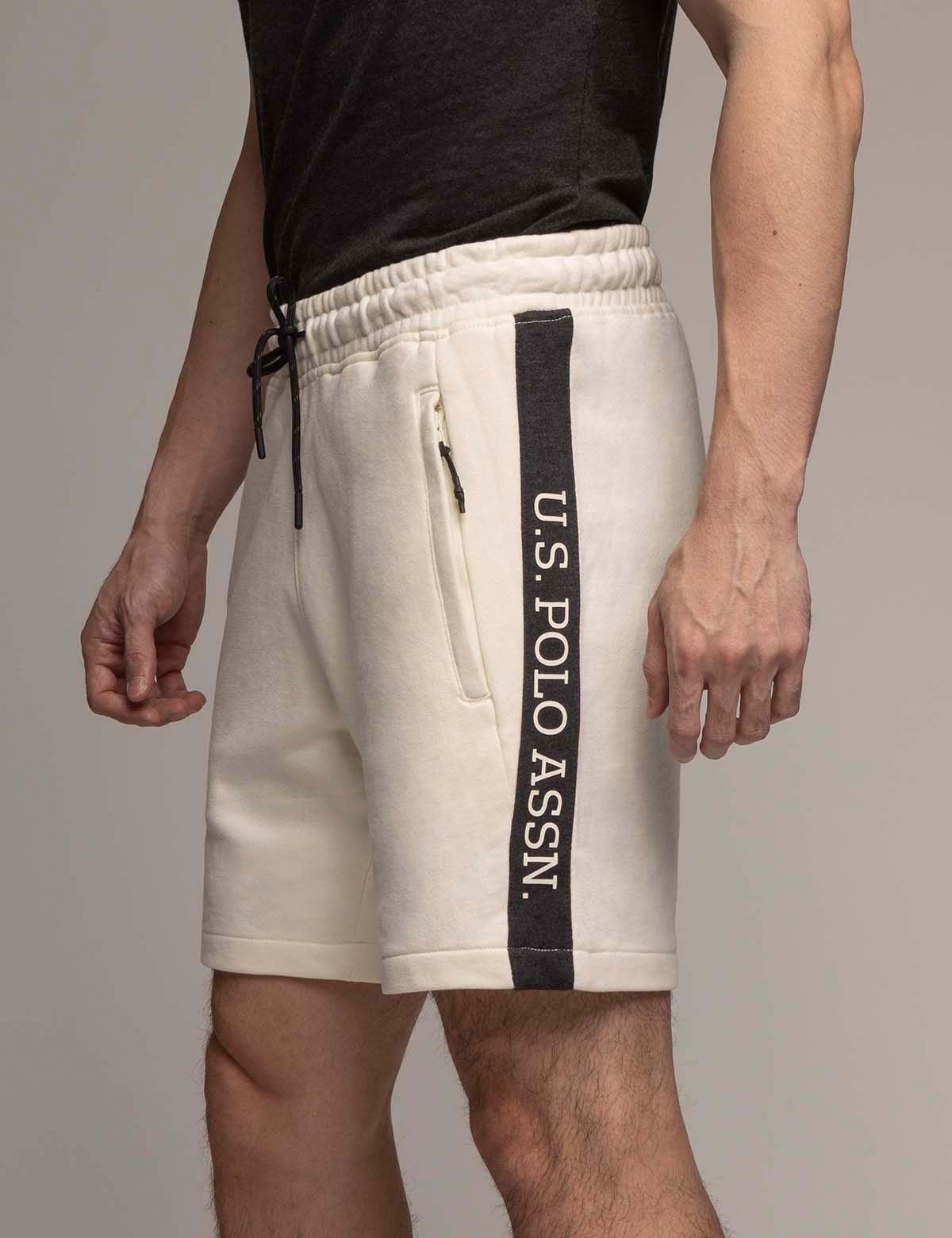 White Label French Terry Cotton Shorts with Side Pockets