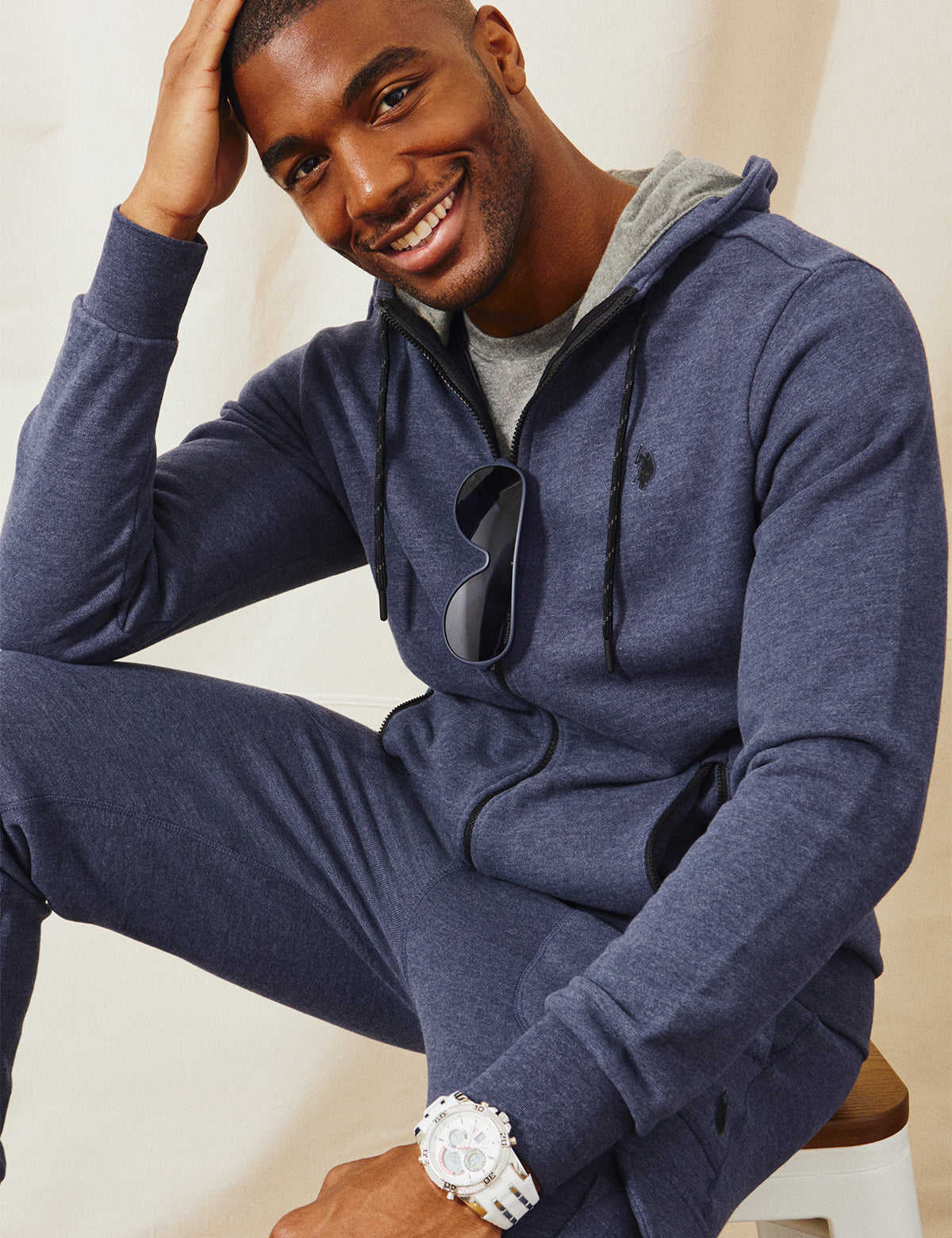 White Label French Terry Full Zip Hoodie - Cotton Relaxed Fit