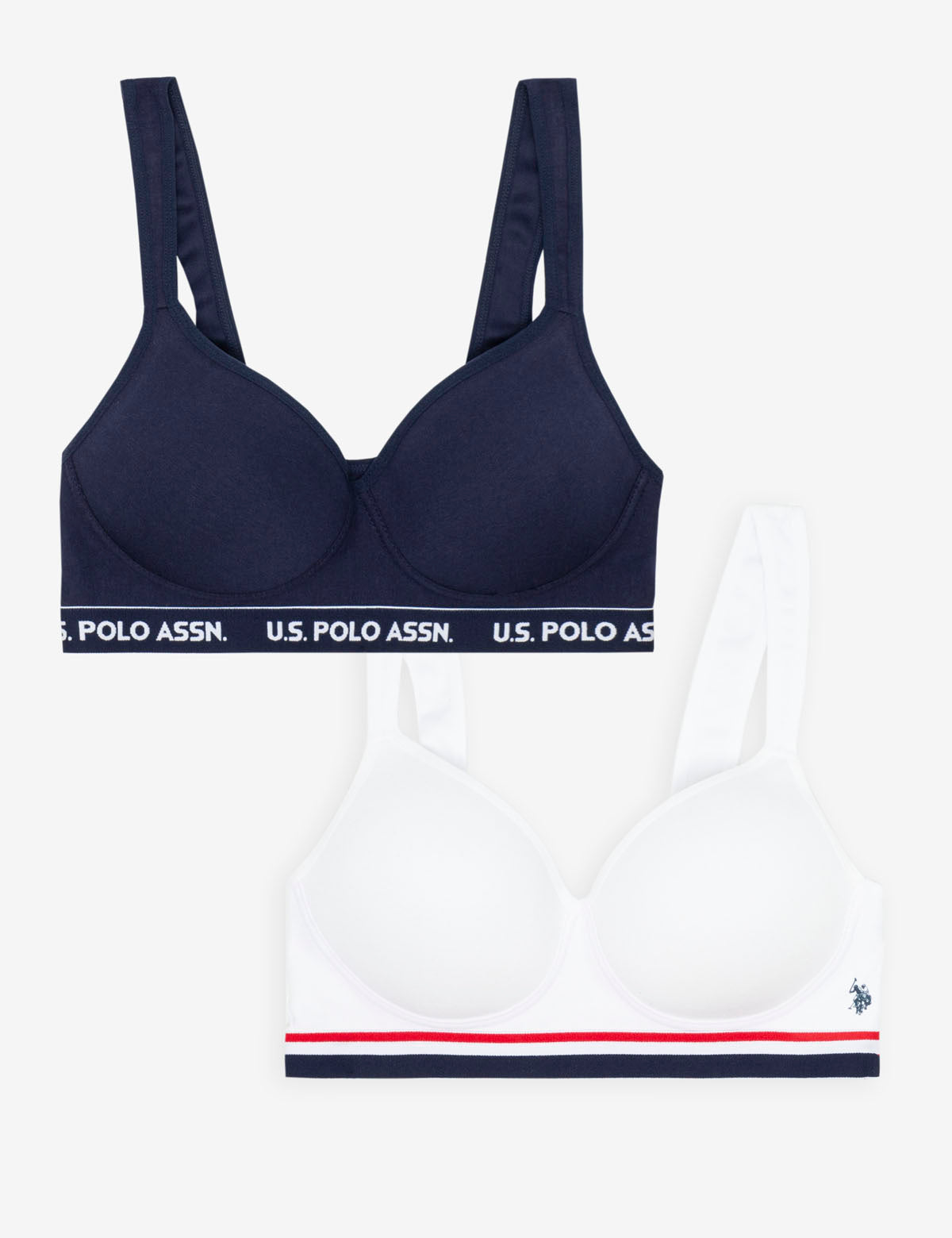 2-Pack Cotton Spandex Signature Stripe Bras – Tag-Free Comfort