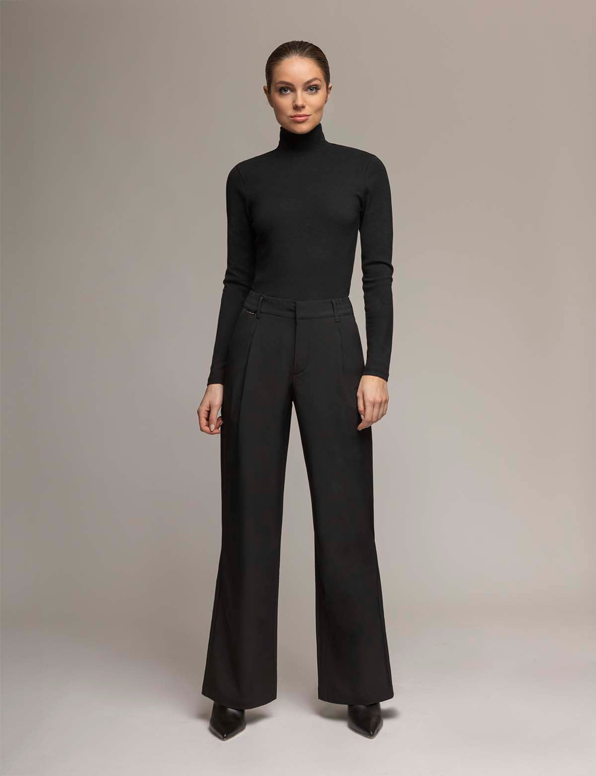 White Label High Waisted Wide Leg Trousers with Elastic Waistband