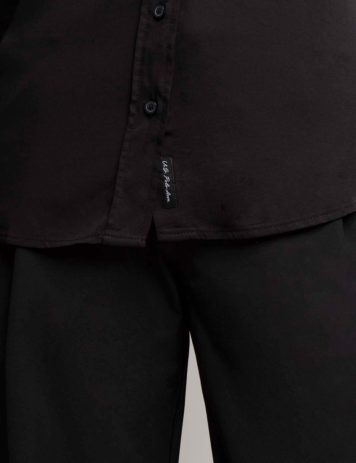 White Label Silk Touch Long Sleeve Shirt with Mother of Pearl Buttons