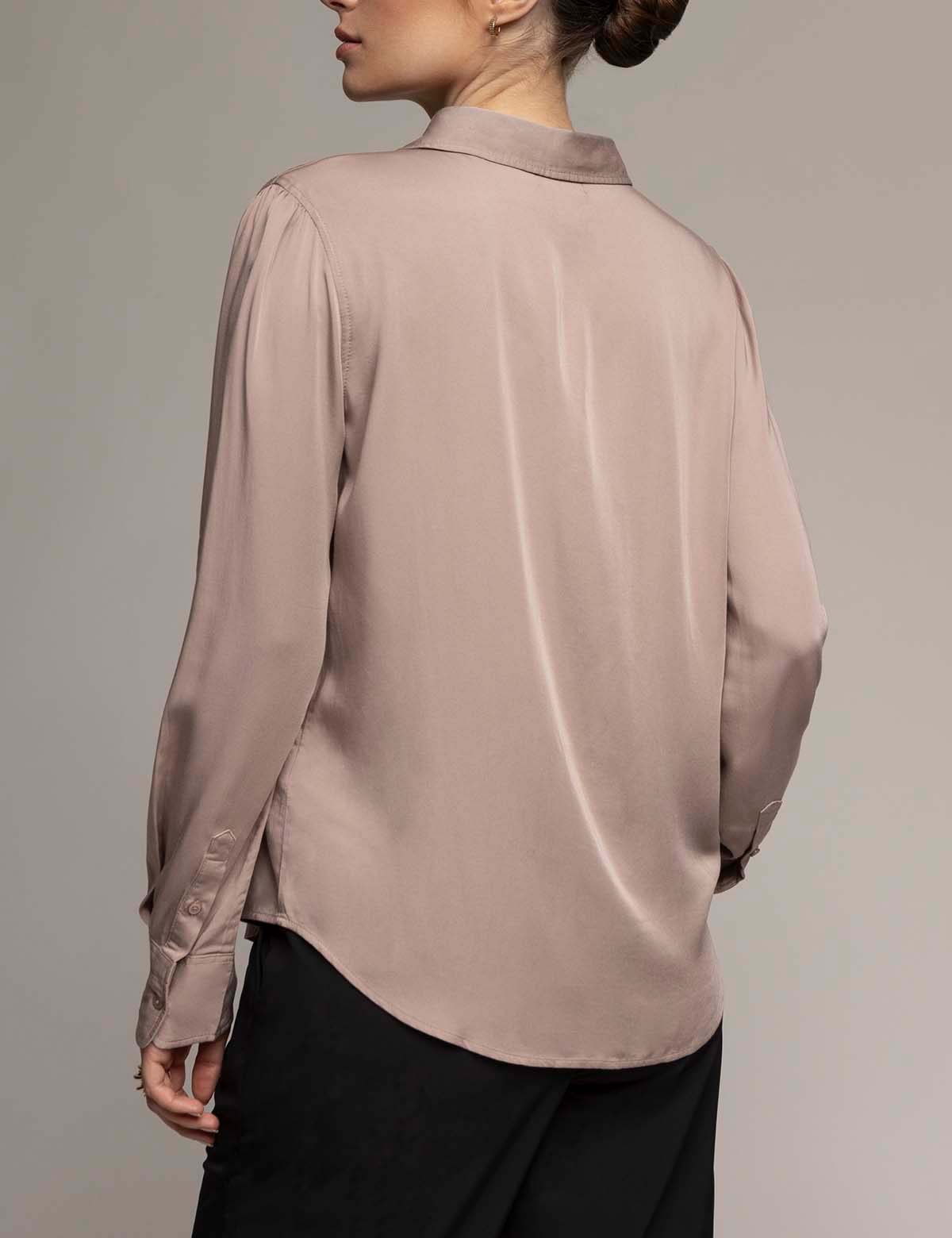 White Label Silk Touch Long Sleeve Shirt with Mother of Pearl Buttons