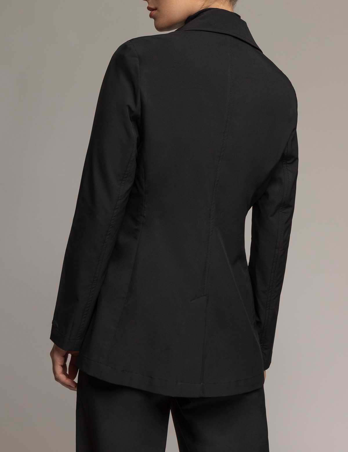 Women's Soft Draped Relaxed Blazer - Unlined Black Stretch Woven