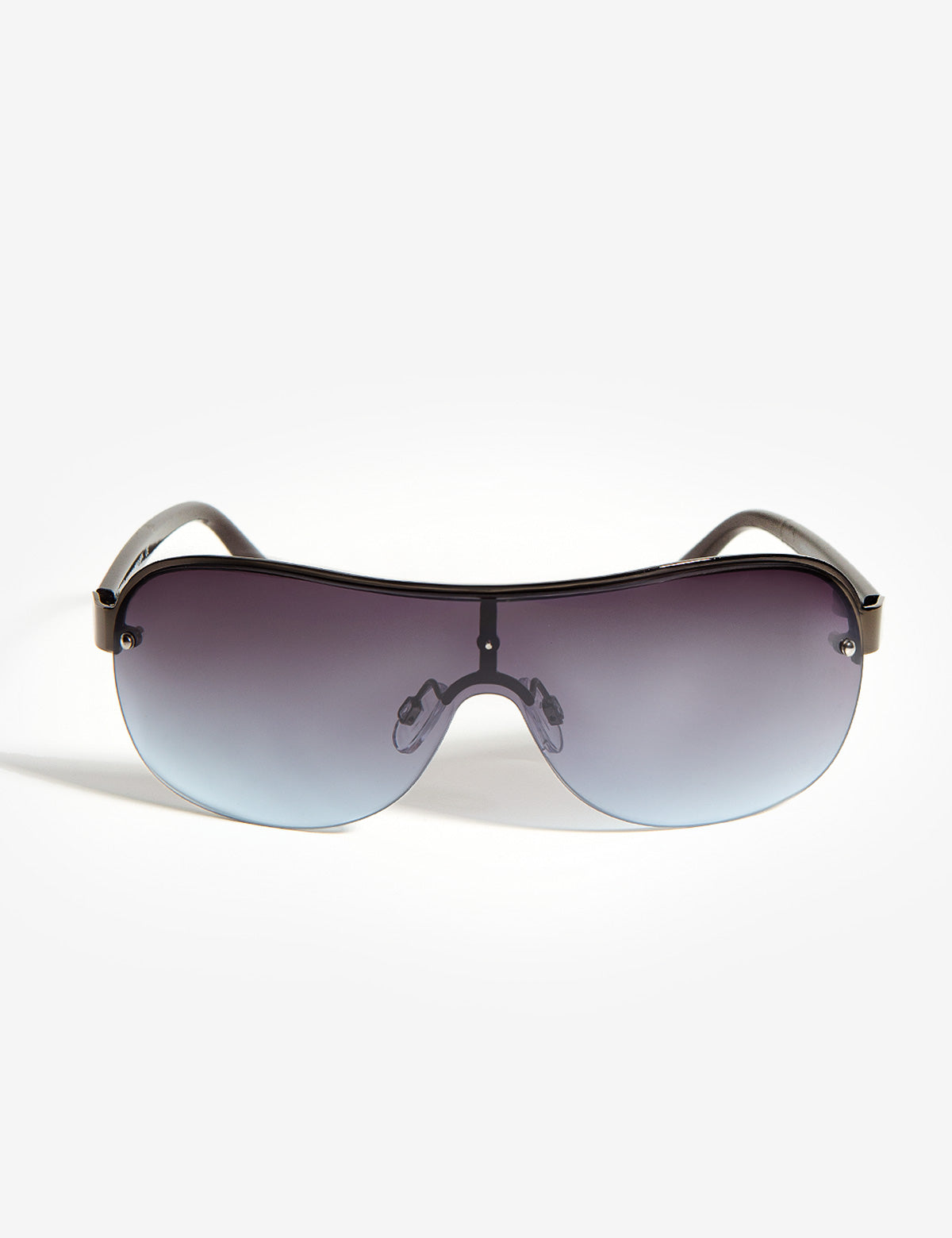 Blue Gradient Shield Sunglasses with Metal Rim & UV Protection