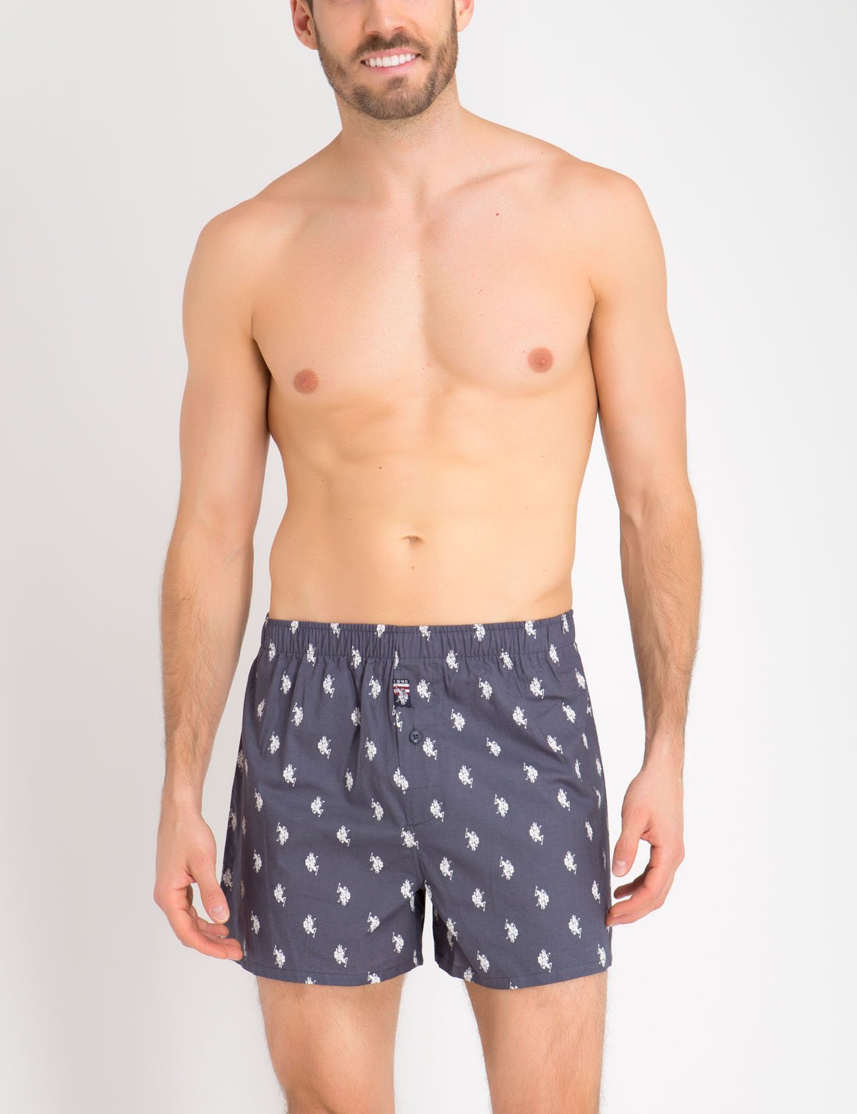 Men's Cotton Woven Boxer Briefs with Polo Player Print