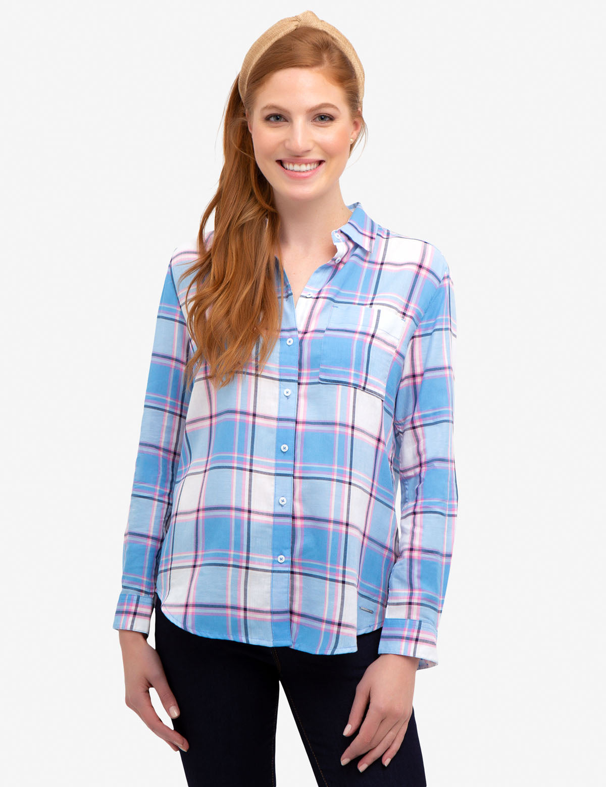 Men's Relaxed Fit Woven Plaid Shirt - 100% Cotton Casual Button-Up