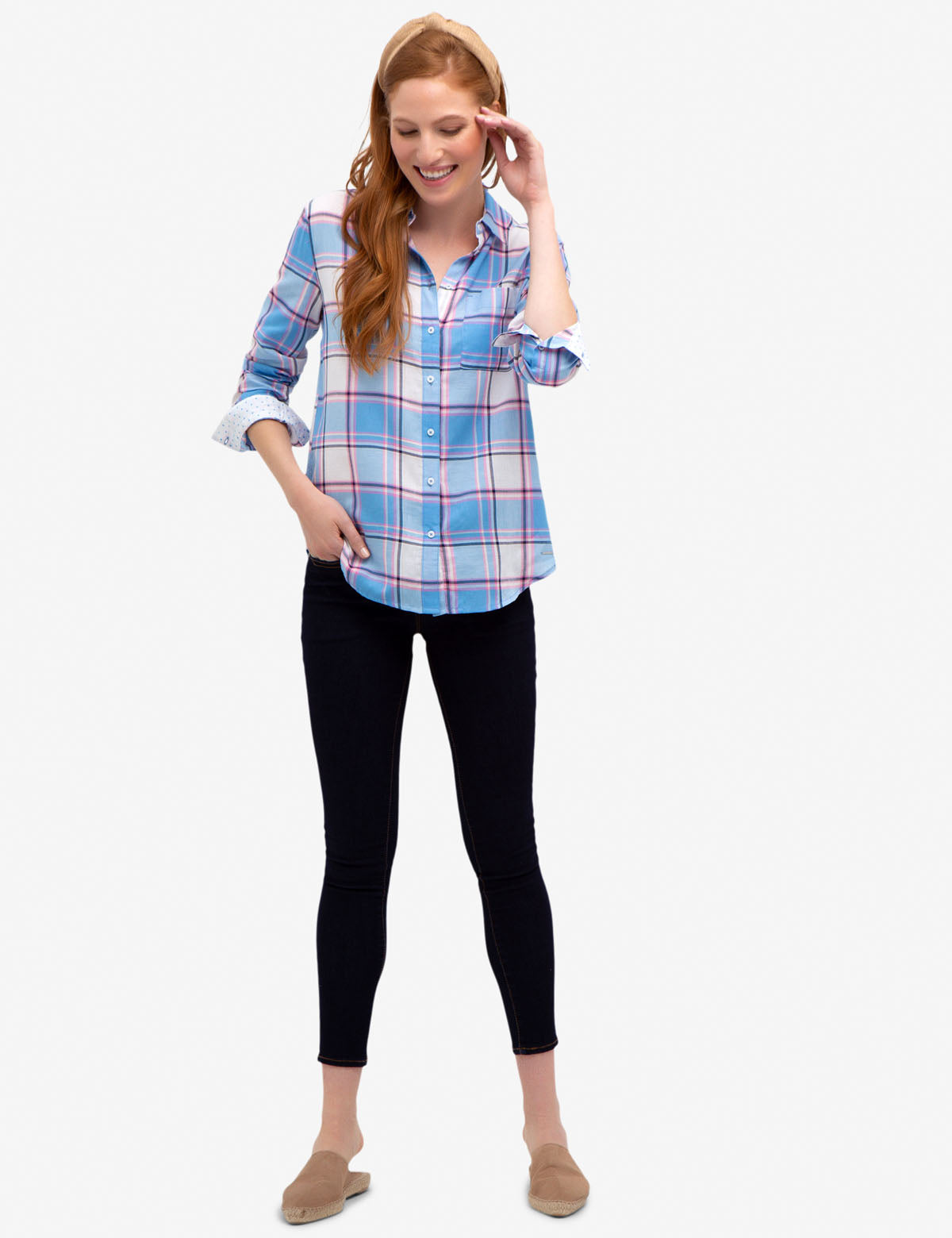 Men's Relaxed Fit Woven Plaid Shirt - 100% Cotton Casual Button-Up