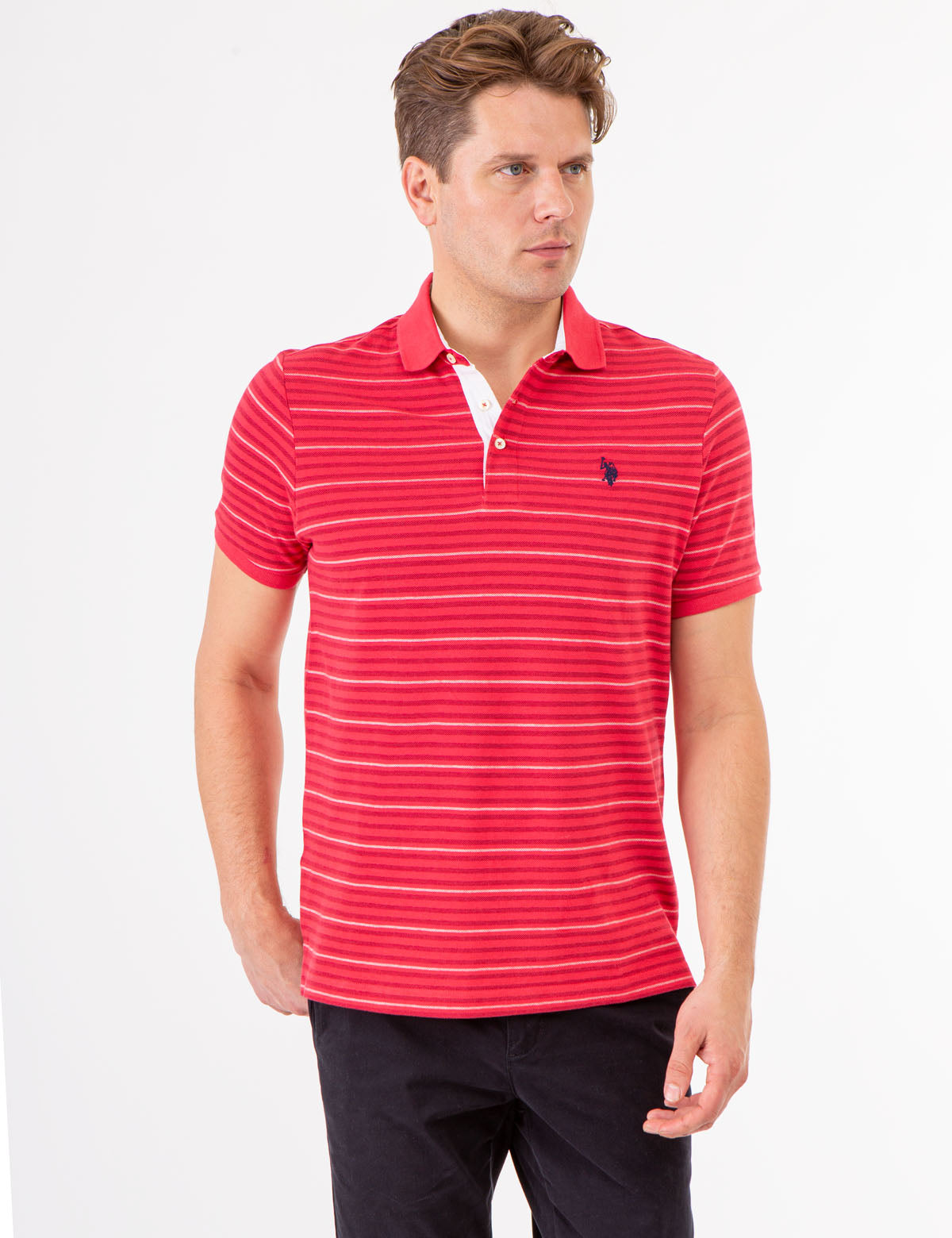 Men's Cotton Birdseye Stripe Pique Polo Shirt