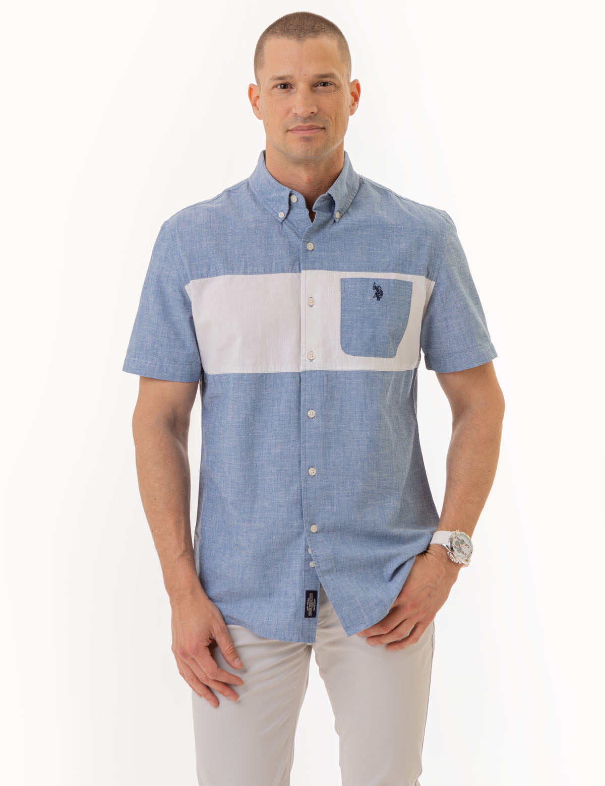 Men's Yarn-Dyed Canvas Shirt with Chest Pocket
