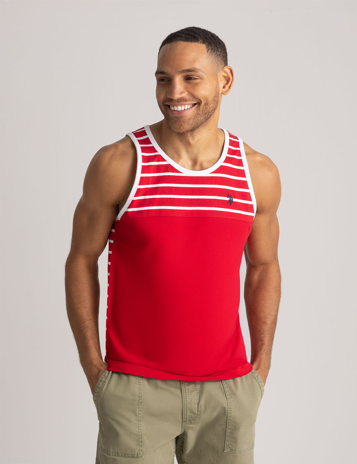 Color Block Stripe Muscle Tank Top - Yarn Dye Casual Wear