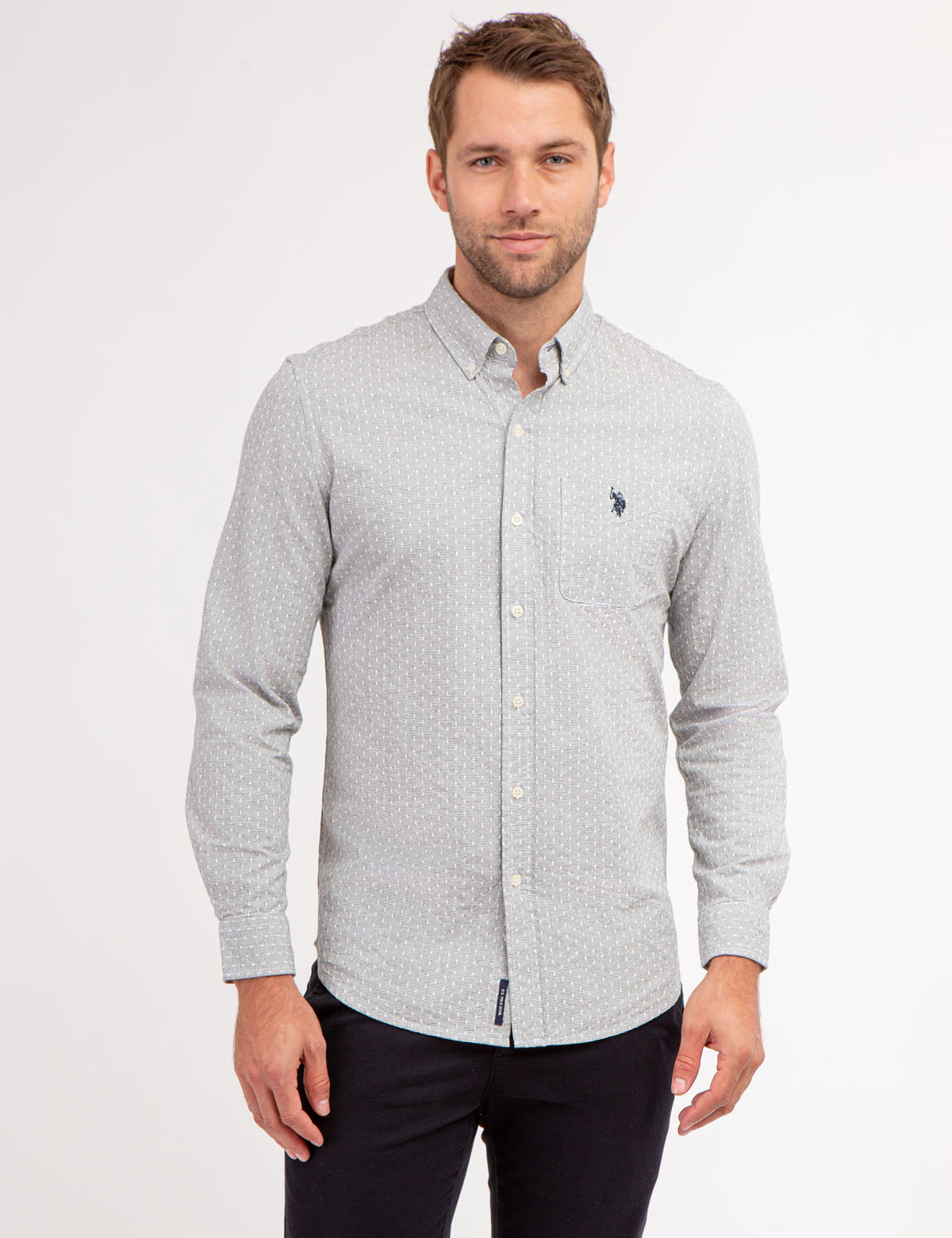 Men's Yarn Dye Dobby Long Sleeve Shirt