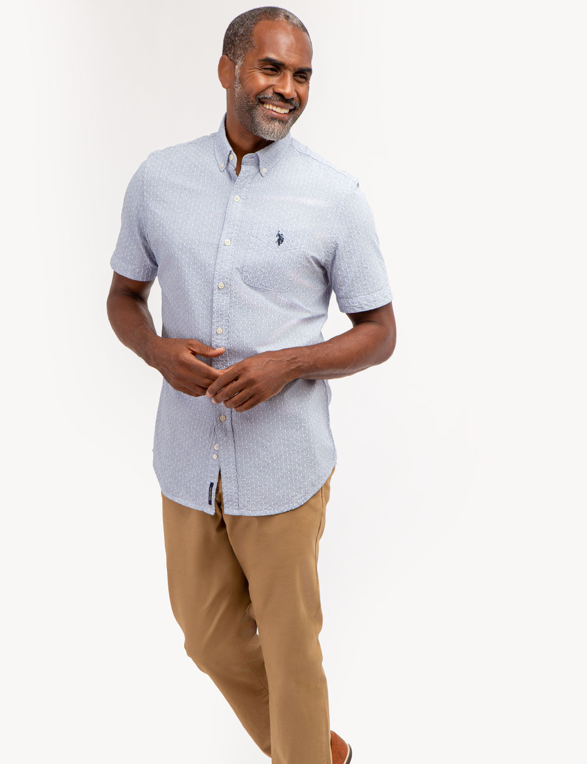 Men's Yarn Dye Dobby Short Sleeve Shirt