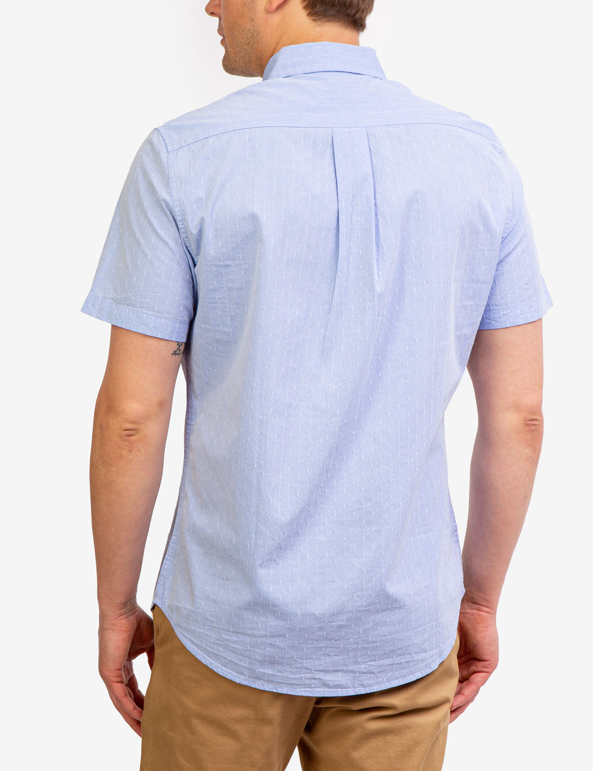Men's Yarn Dye Dobby Short Sleeve Casual Shirt