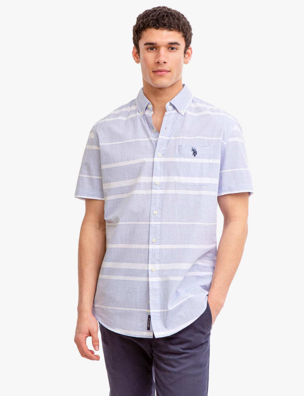 Men's Yarn Dyed Horizontal Stripe Casual Shirt