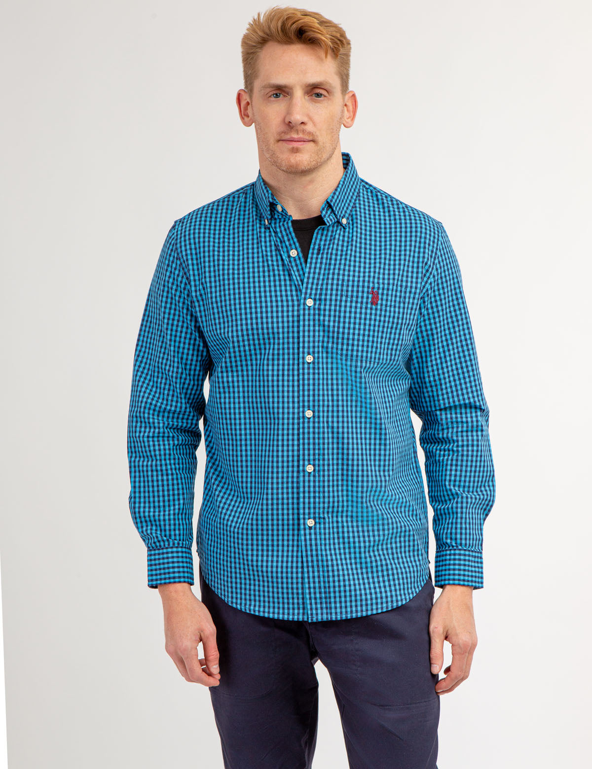 Men's Yarn Dyed Gingham Shirt - Peached Poplin Fabric