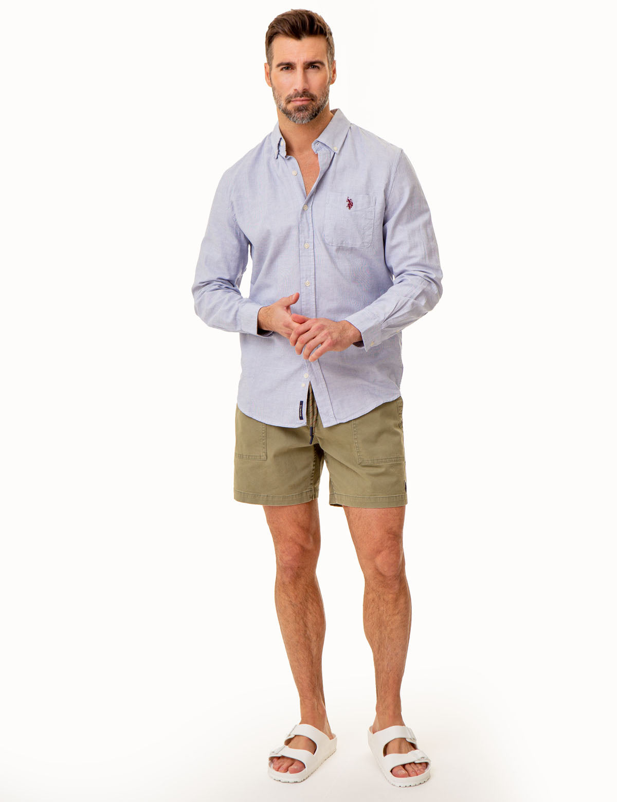 Men's Yarn-Dye Square Weave Long Sleeve Shirt