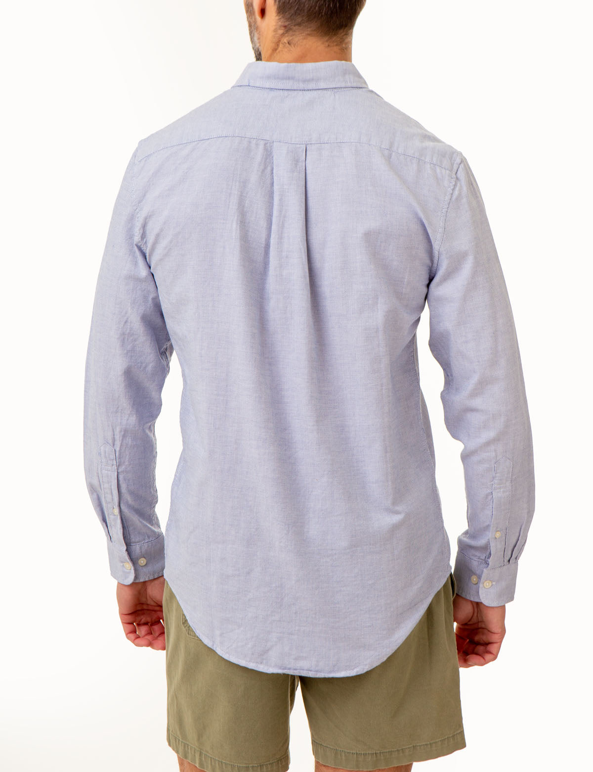 Men's Yarn-Dye Square Weave Long Sleeve Shirt