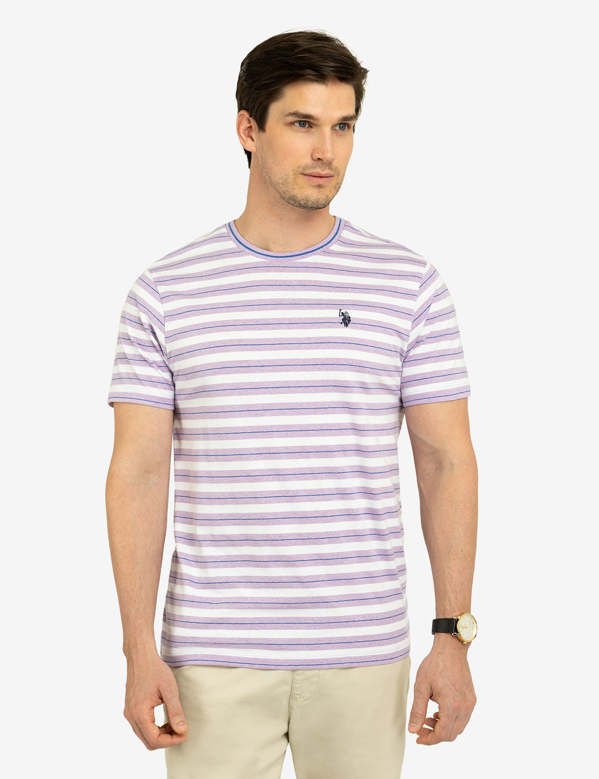 Yarn-Dyed Striped Crew Neck T-Shirt